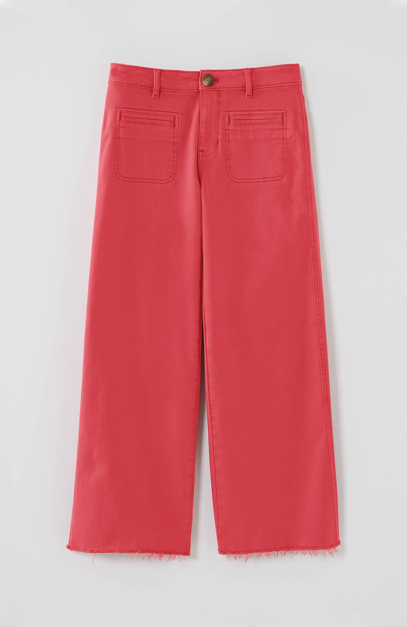 Wide-Leg Welt-Pocket Crops