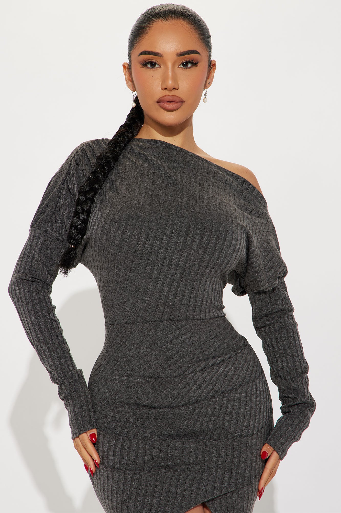 Bernice Ribbed Maxi Dress - Charcoal