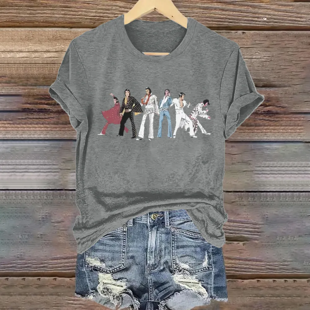 Women's Print Short Sleeve Round Neck Cotton T-Shirt