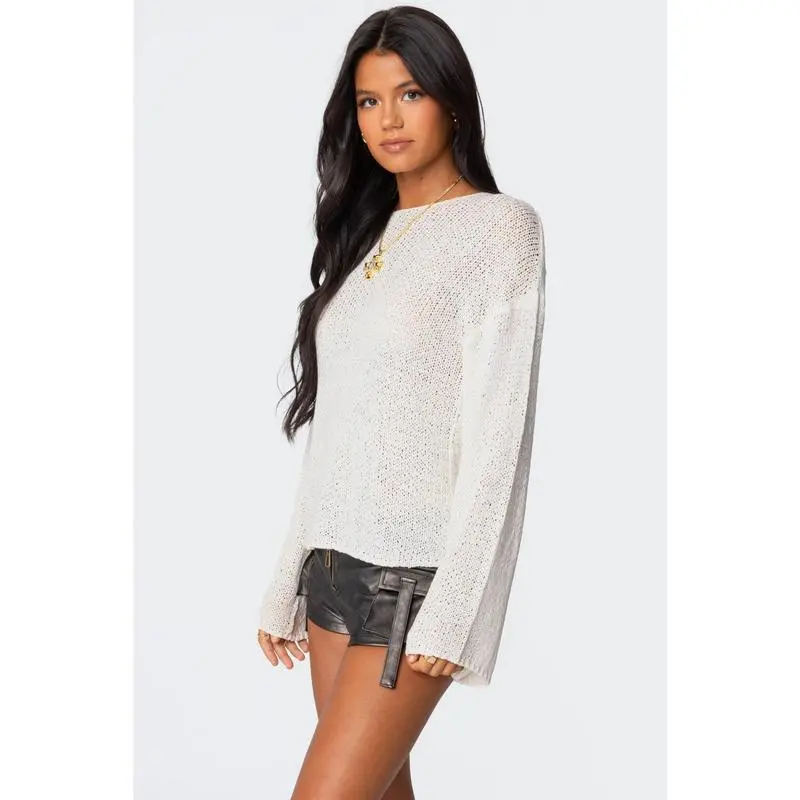 Casual Drop Shoulder Knit Sweater – Lightweight & Breathable Pullover