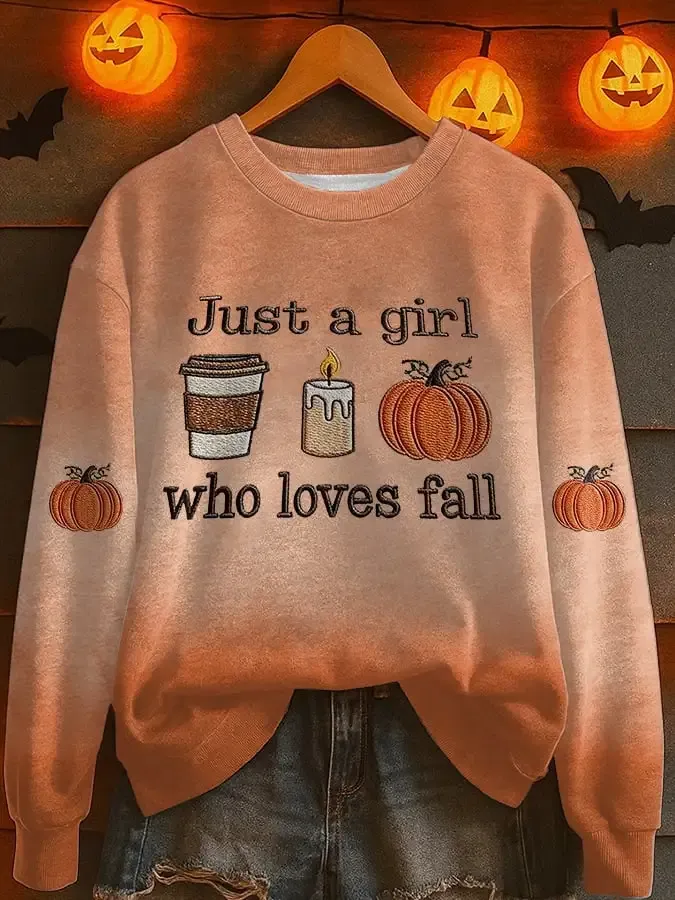 Women's Just a Girl Who Loves Fall Printed Sweatshirt
