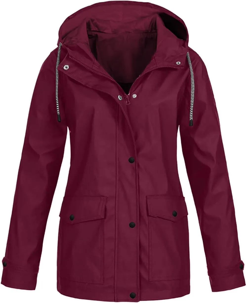 Rain Jackets For Women Waterproof With Hood Lightweight Casual Anorak Travel Hiking Coats with Pockets 720
