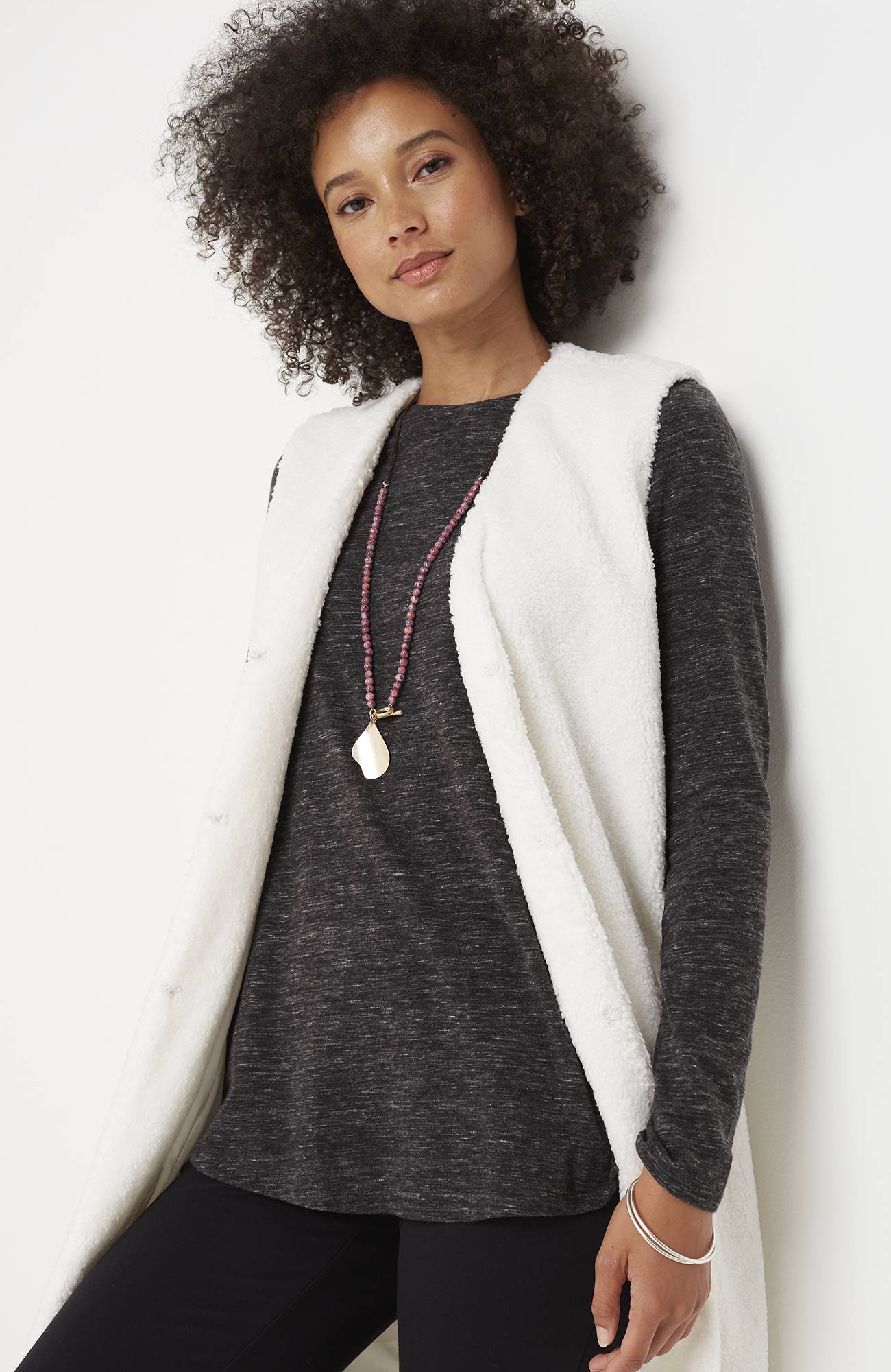 pure jill long-sleeve shirttail tee