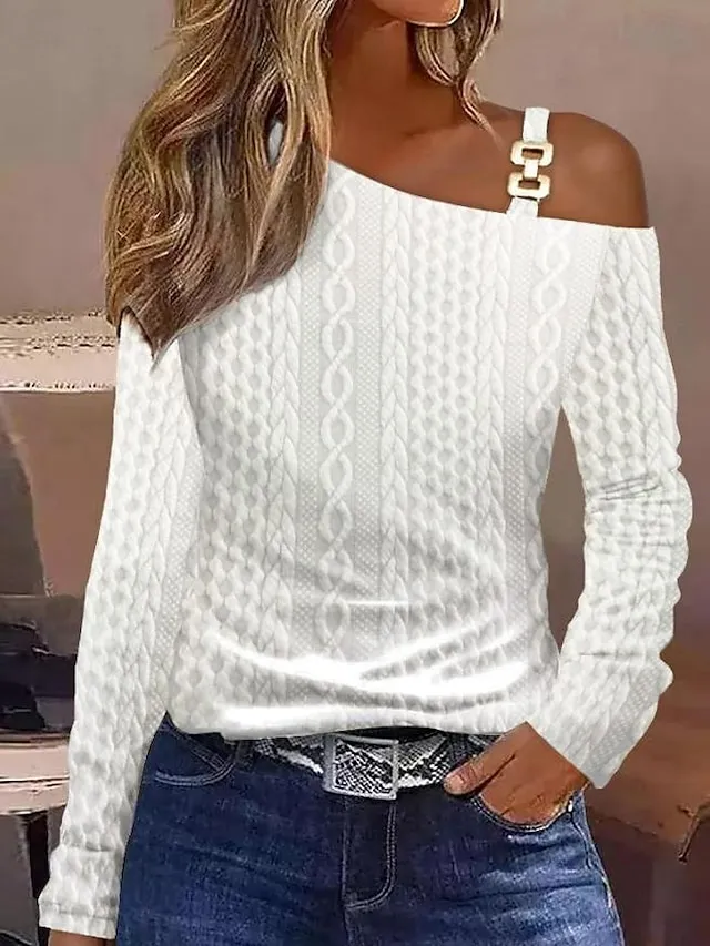 Women's Sweatshirt Plain Work Zipper Black White Pink Elegant Modern Loose Fit Crew Neck Long Sleeve Micro-elastic Spring Fall