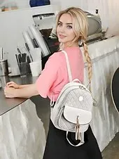 Women's Quilted Pink Leather Backpack Wristlet Card Holder Three-Piece Set , Including Wallet and Card Holder, Fashionable and Practical, Suitable for Daily Use, Work and Casual Outings