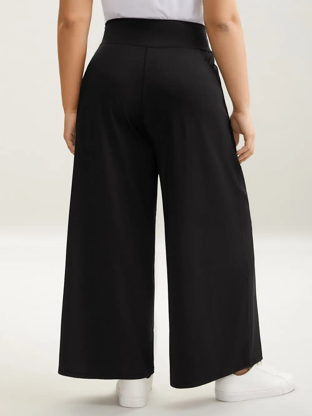 Crossover Waist Very Stretchy Wide-Leg Pants