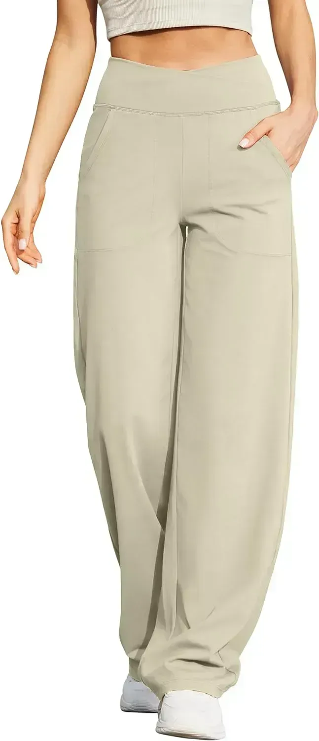 G4Free Wide Leg Pants for Women Loose Yoga Pants with Pockets Petite/Regular/Tall Stretch Casual Lounge Pants