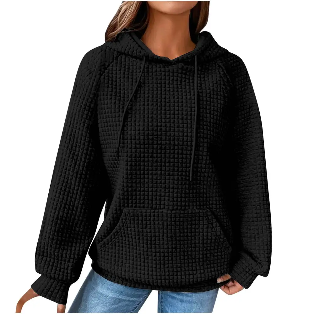 Sweaters for Womens Clearance,Women's Solid Raglan Sweater Hooded Sweater Long Sleeve Top Sweater Deals for Winter 2024 on Sale