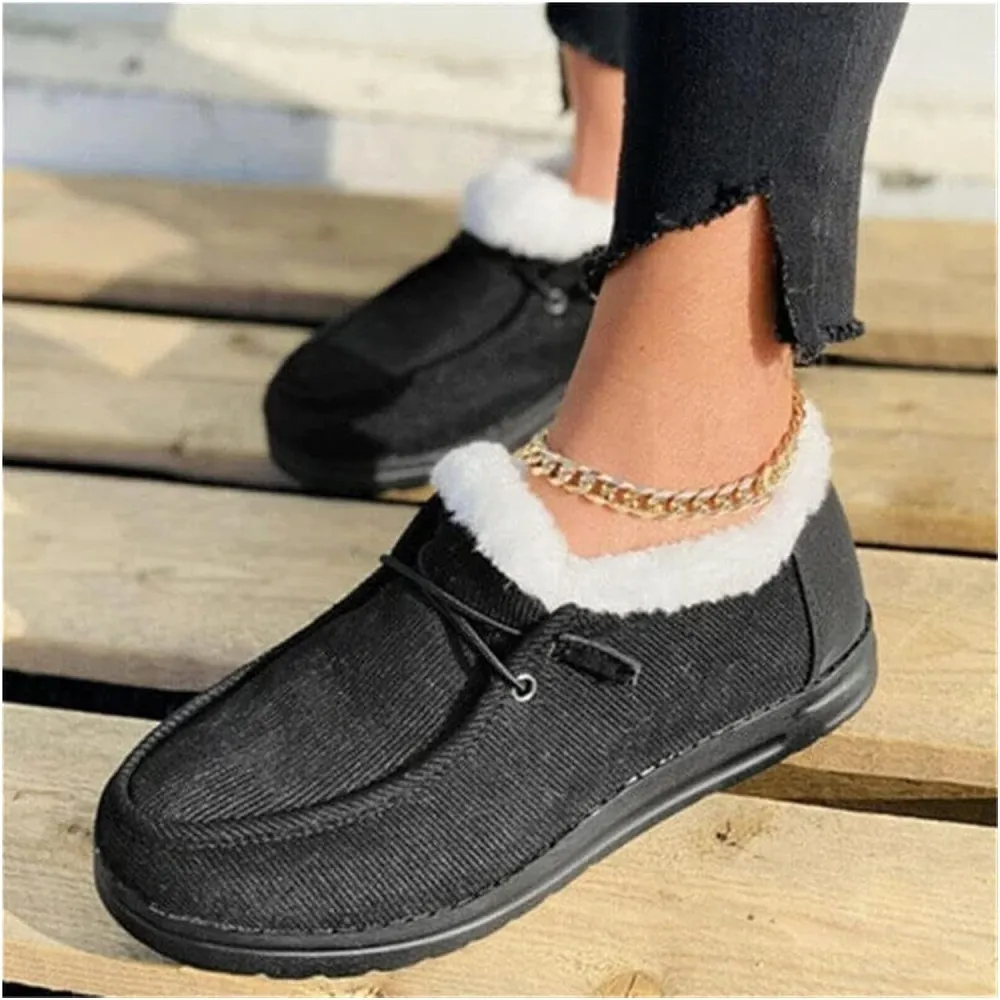 Women's Winter Warm Wendy Shoes Fleece Lined Boat Shoe Slip On Comfort Shoes,Womens Lace Up Loafers Flats Shoes (Come With Christmas socks) (Color : E, Size : EU/CN 42)