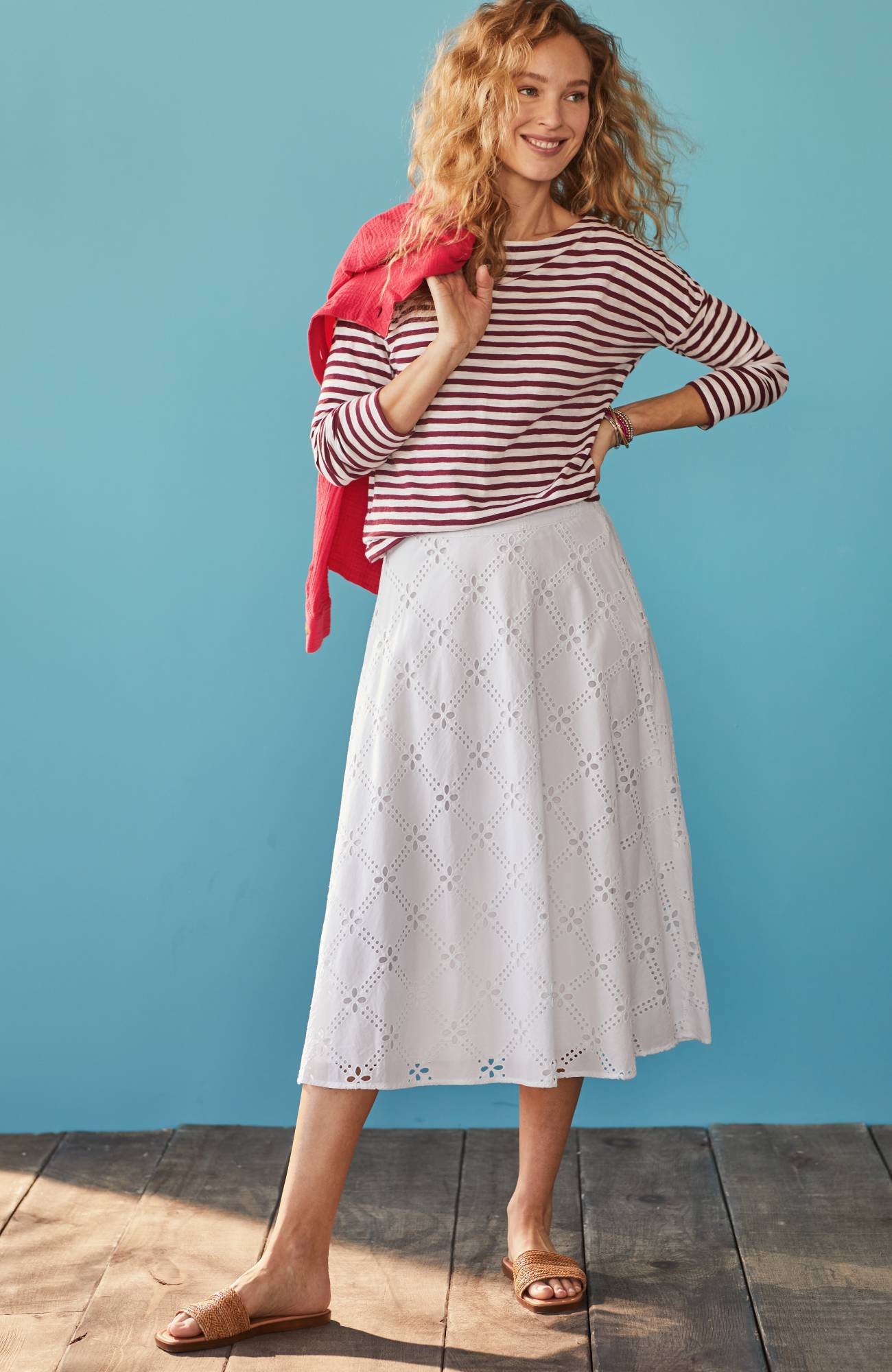 Eyelet Midi Skirt