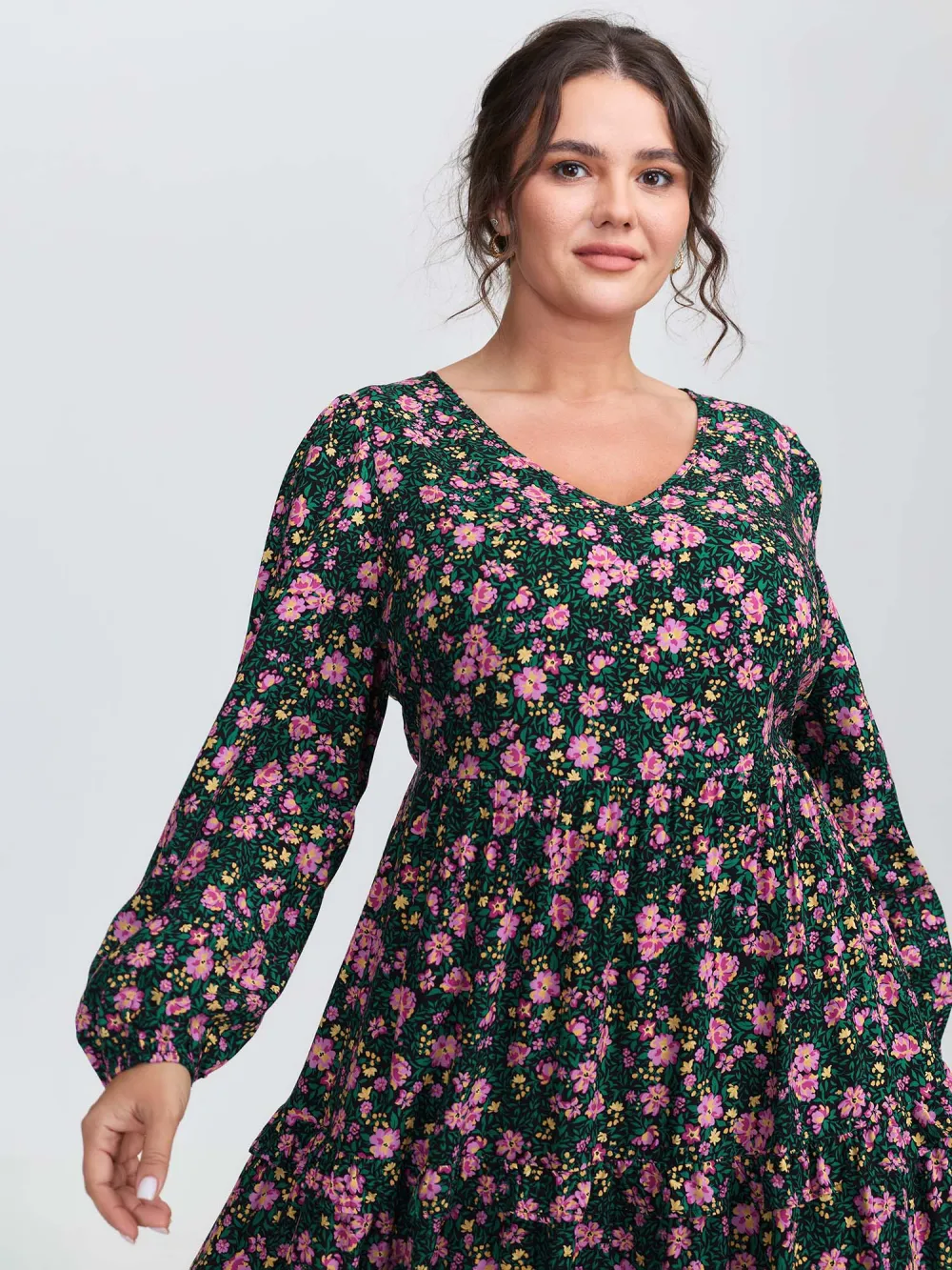 Floral Print Ruffled Tiered Maxi Dress