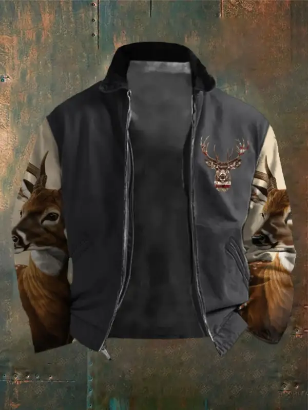 Men's Western Elk Outdoor Lapel Jacket