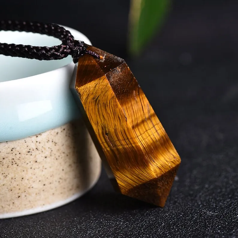 Natural Tiger's Eye Stone Pendant Necklace-Healing Balancing Spiritual Meditation Calming Necklace-Anxiety Relief Necklace Inner Peace Gift