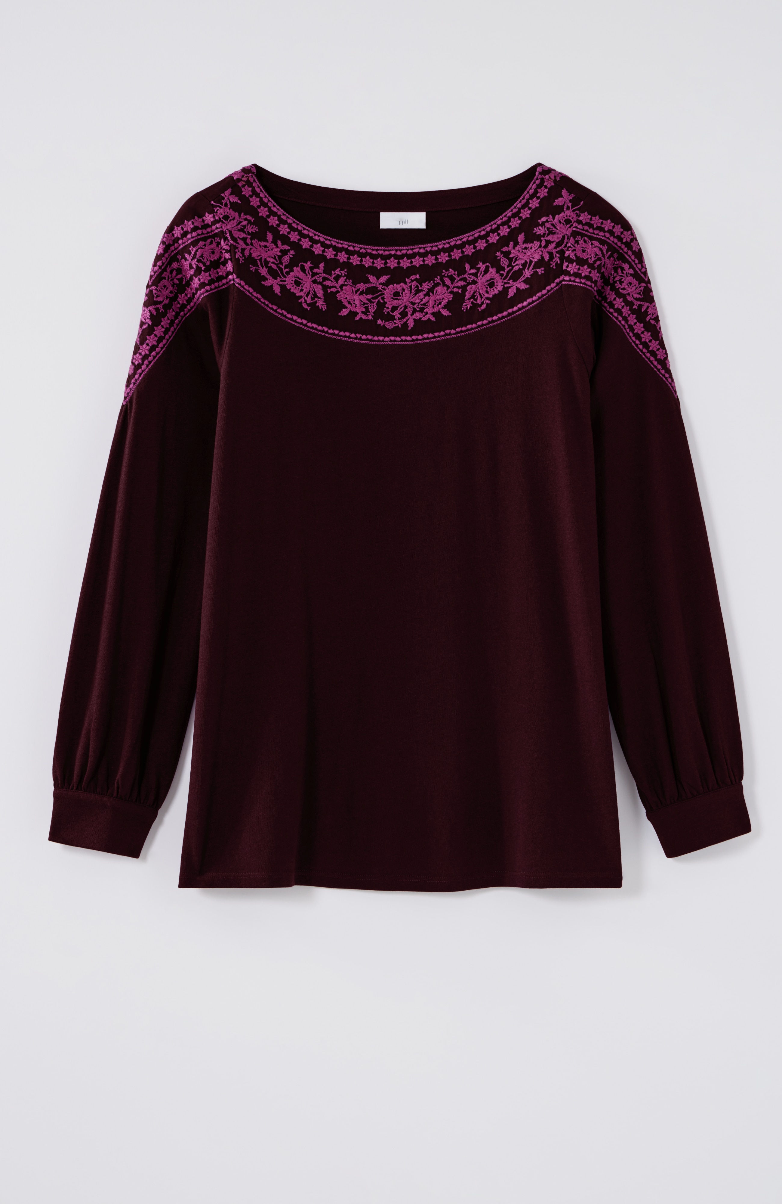 Embroidered Mixed-Media Top