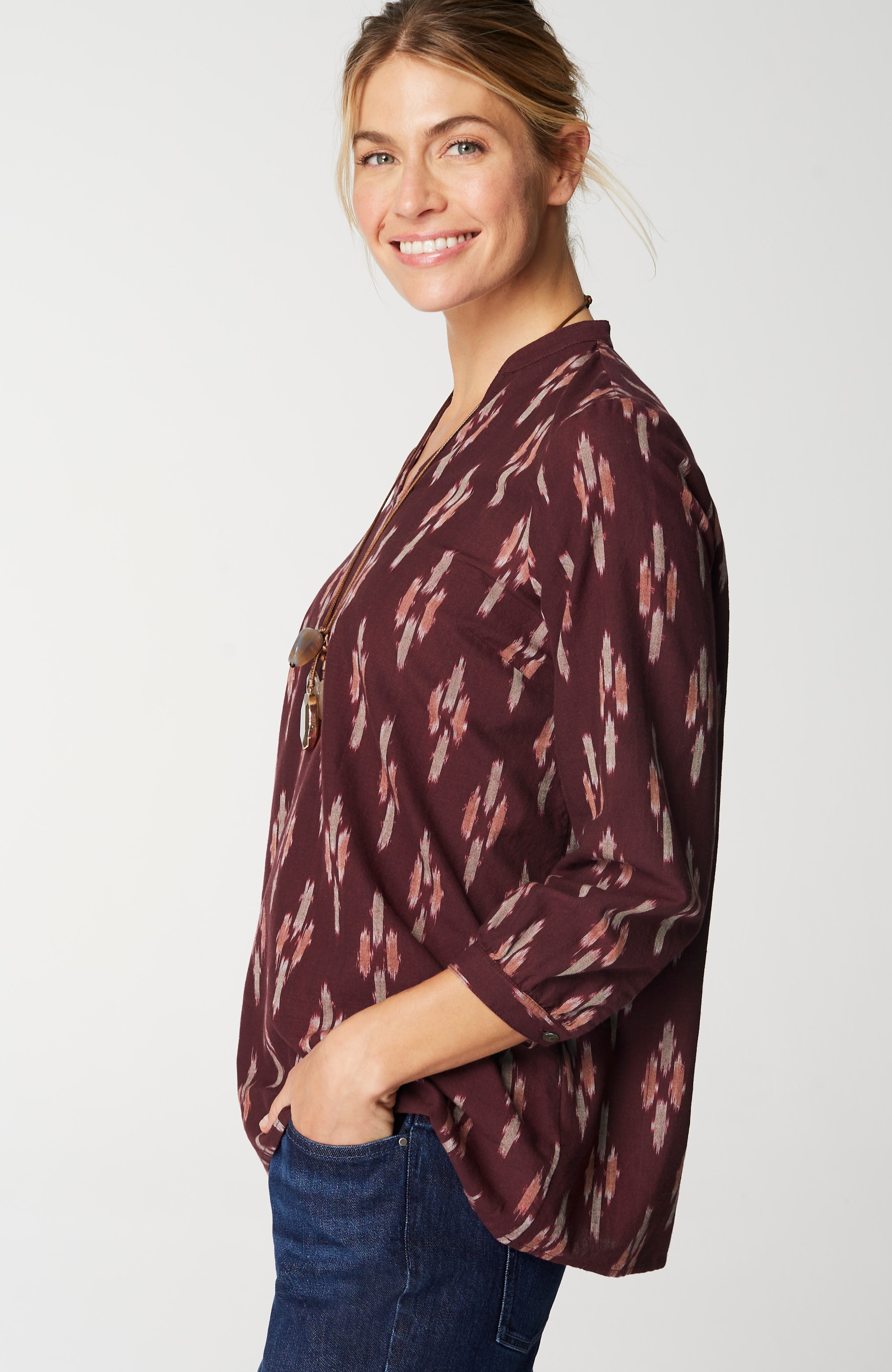 Pure Jill V-Neck Ikat Top