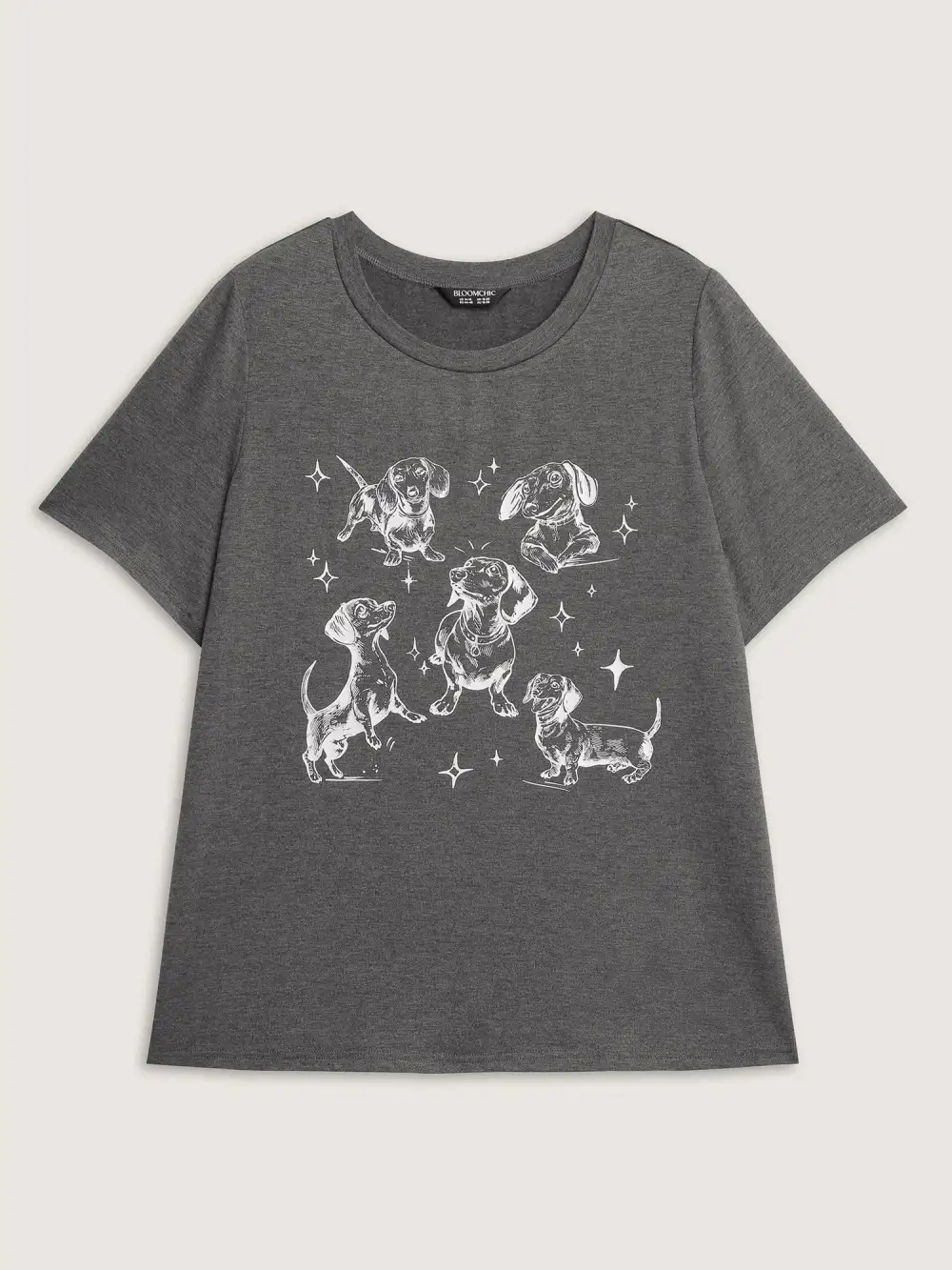 Dogs Print Round Neck T-Shirt