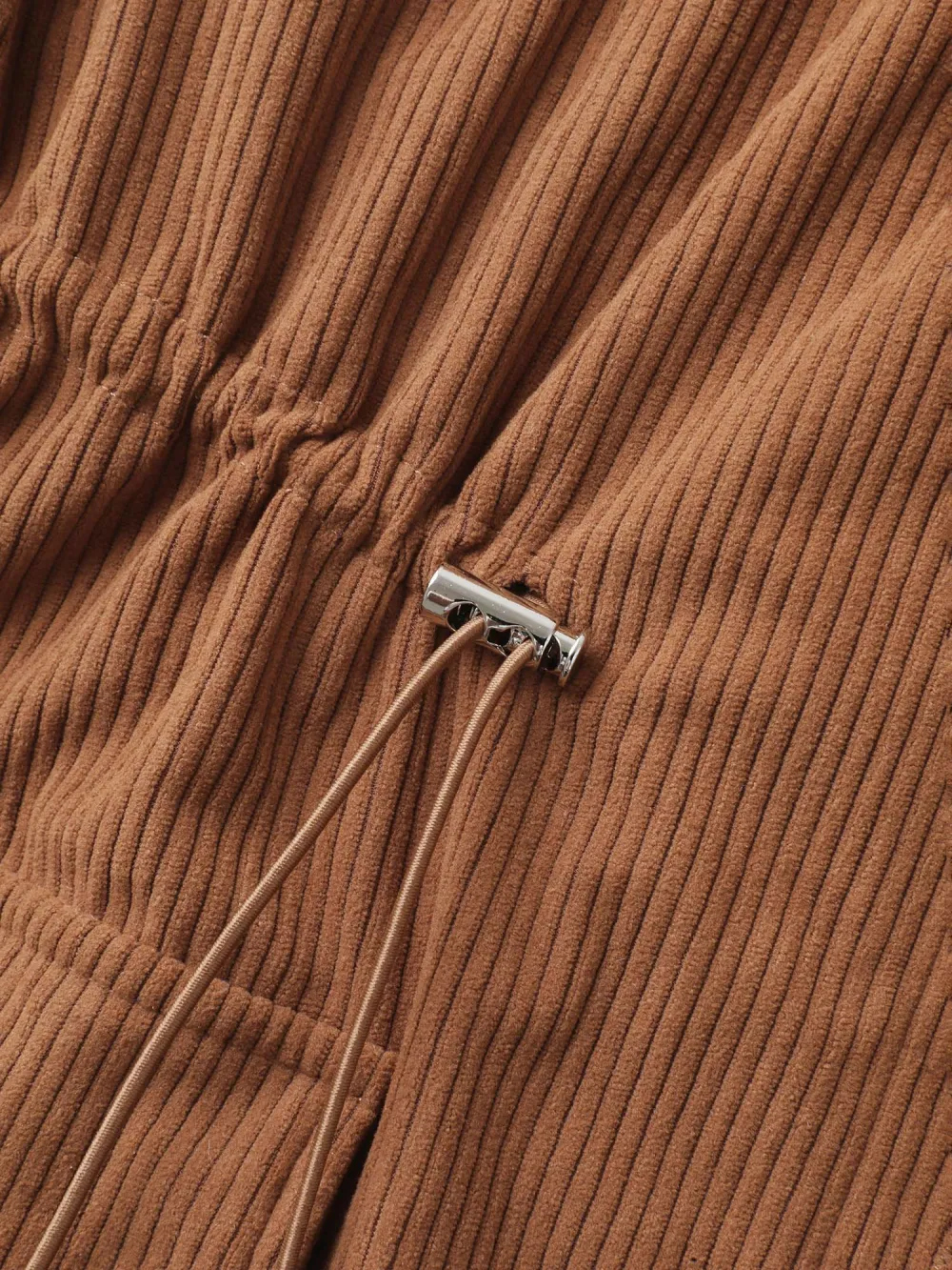 Corduroy Drawstring Adjustable Button Jacket