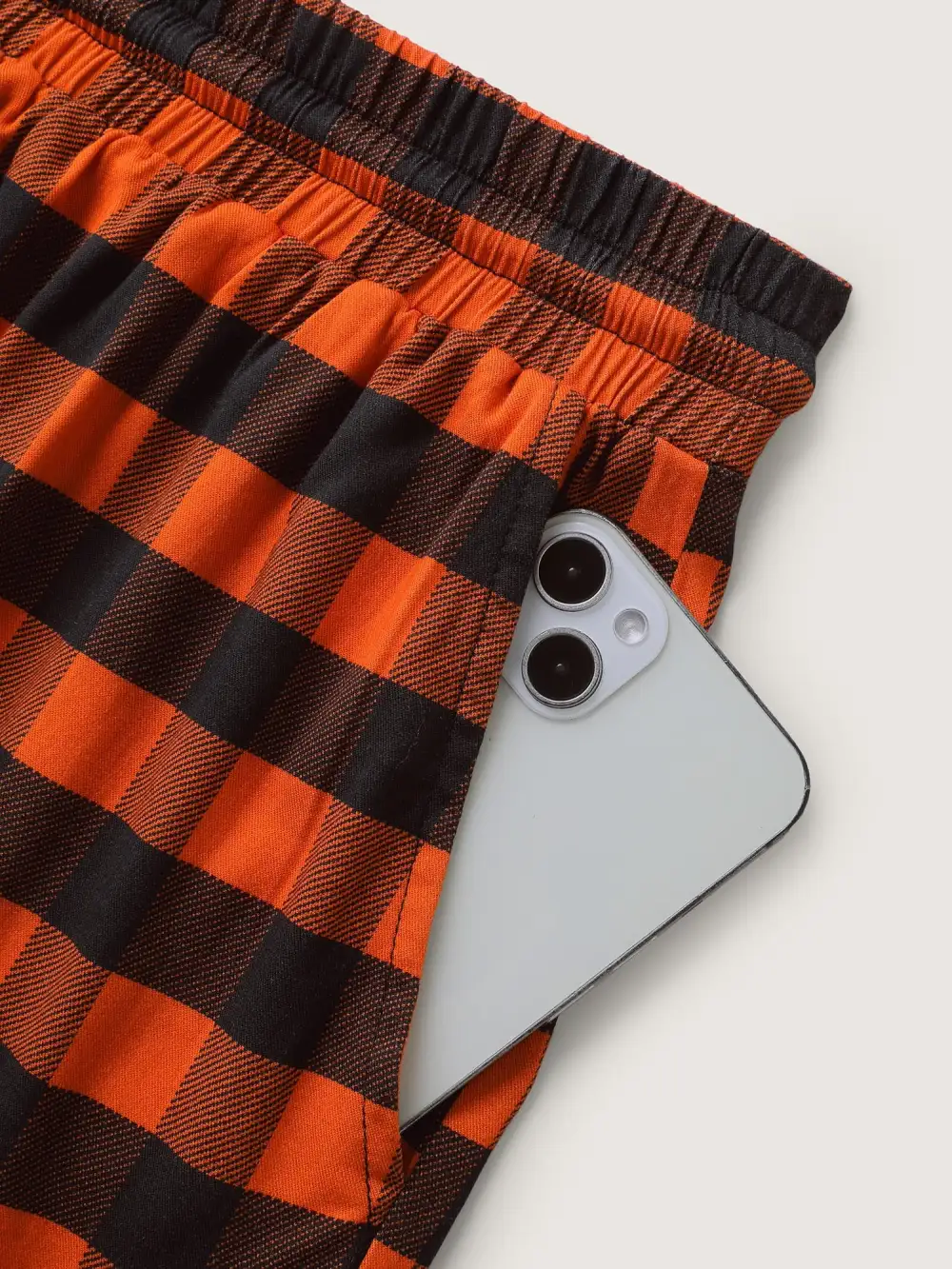 Stretchy Plaid Contrast Loungewear Set