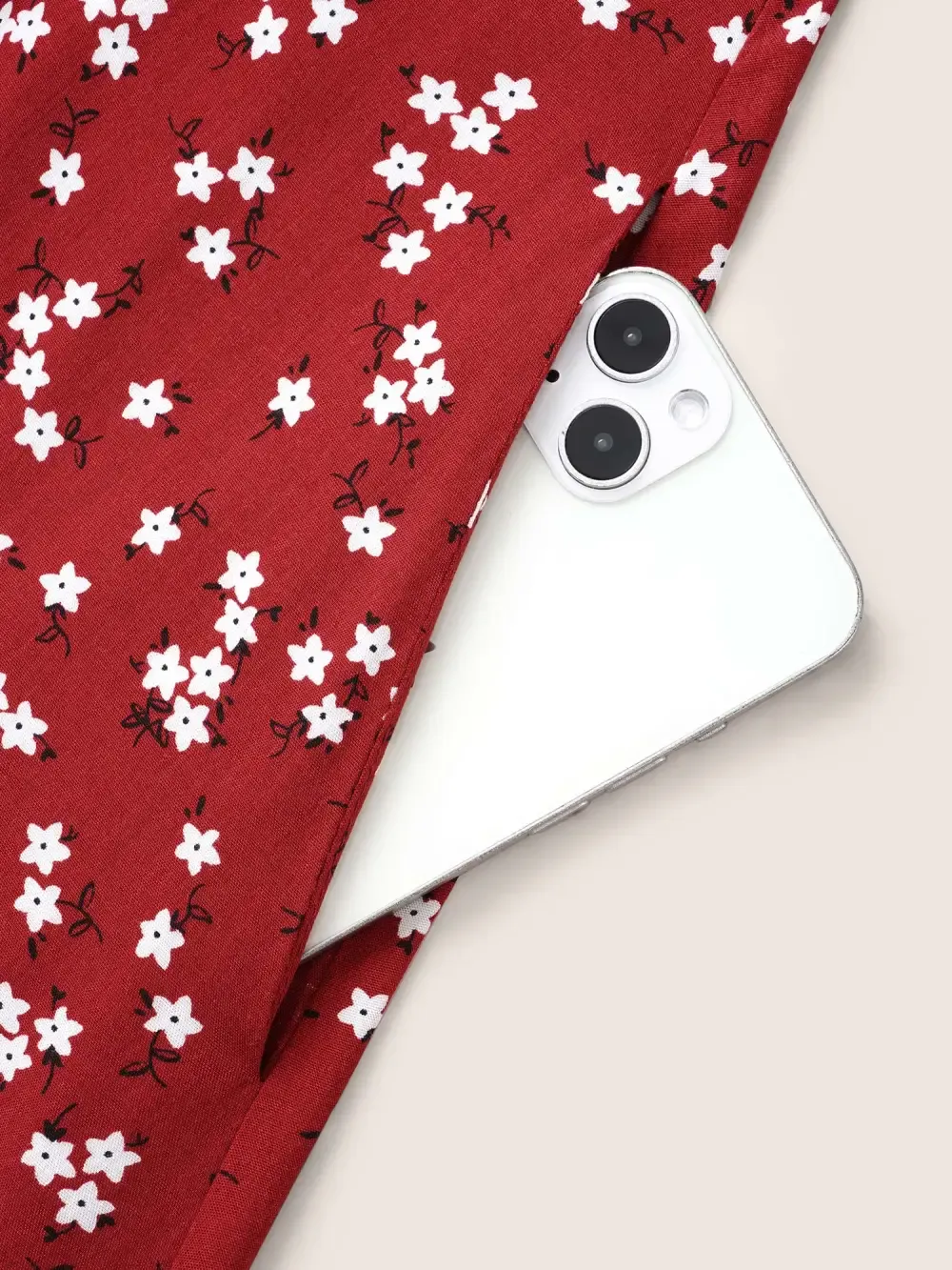 Ditsy Floral Button Detail Elastic Waist Midi Dress