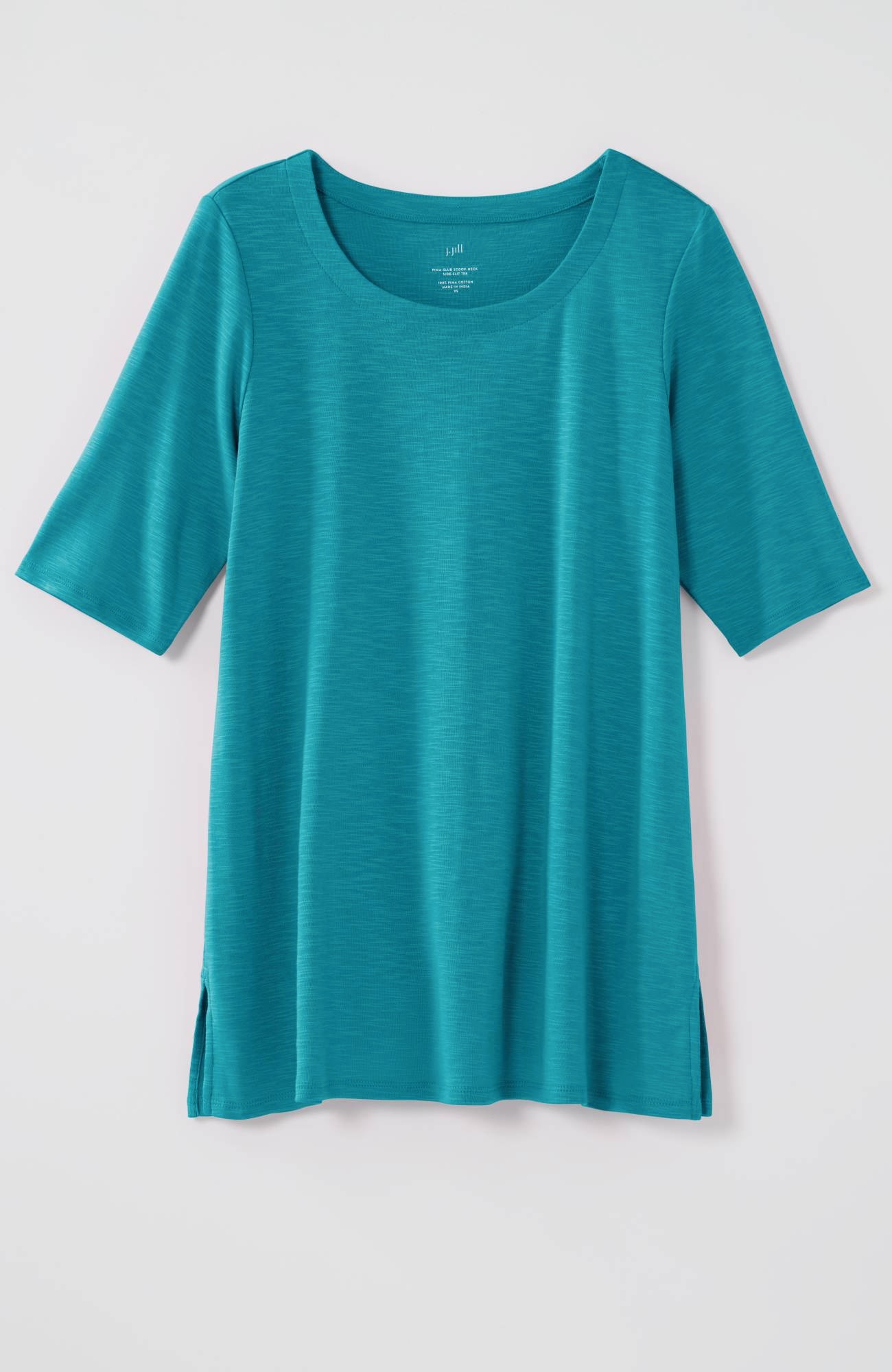 pima-slub scoop-neck side-slit tee