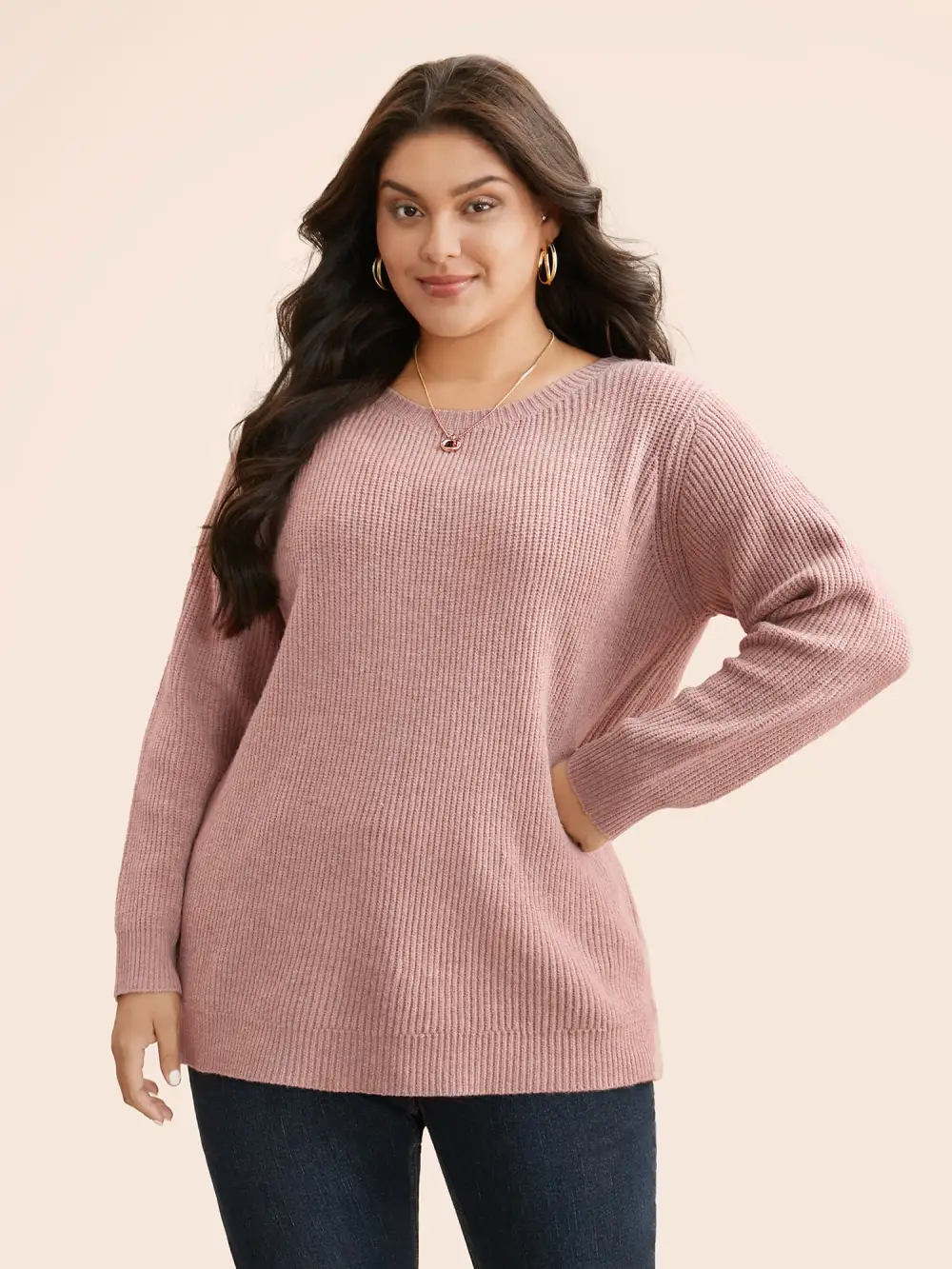 Round Neck Texture Back Bowknot Pullover