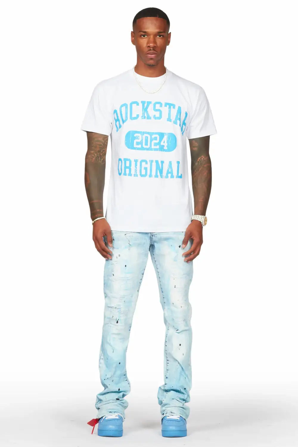 Cantu Light Blue Stacked Flare Jean