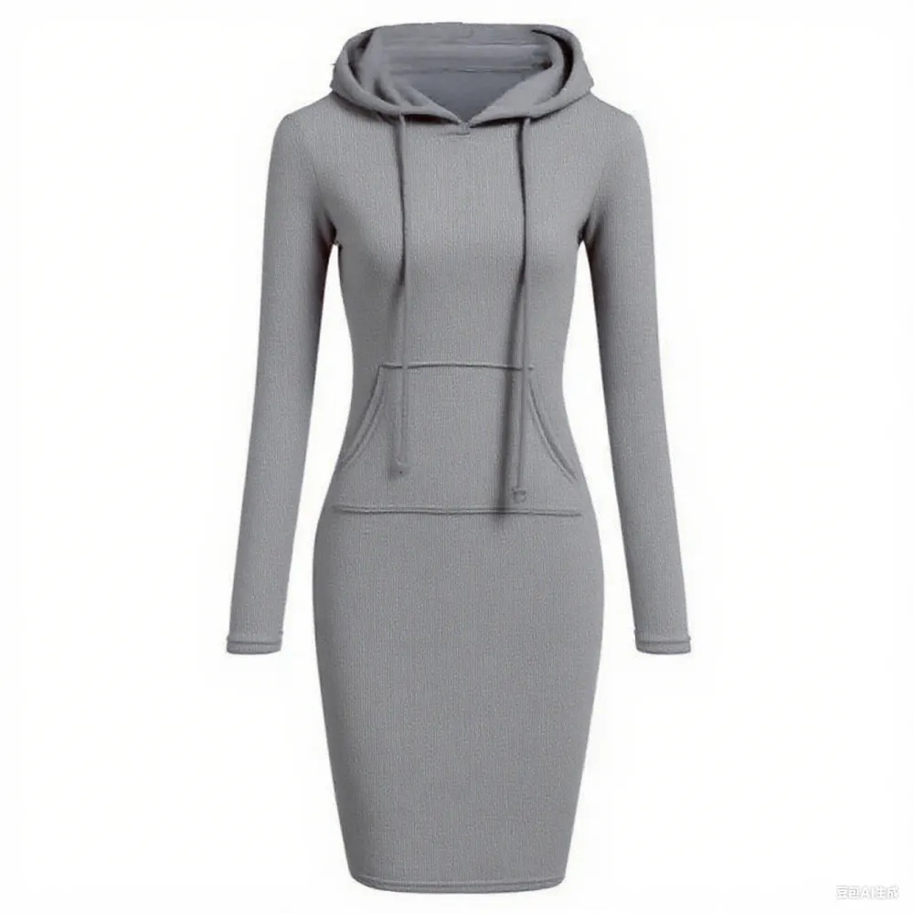 Autumn Casual Hooded Sweatshirt Dress for Women