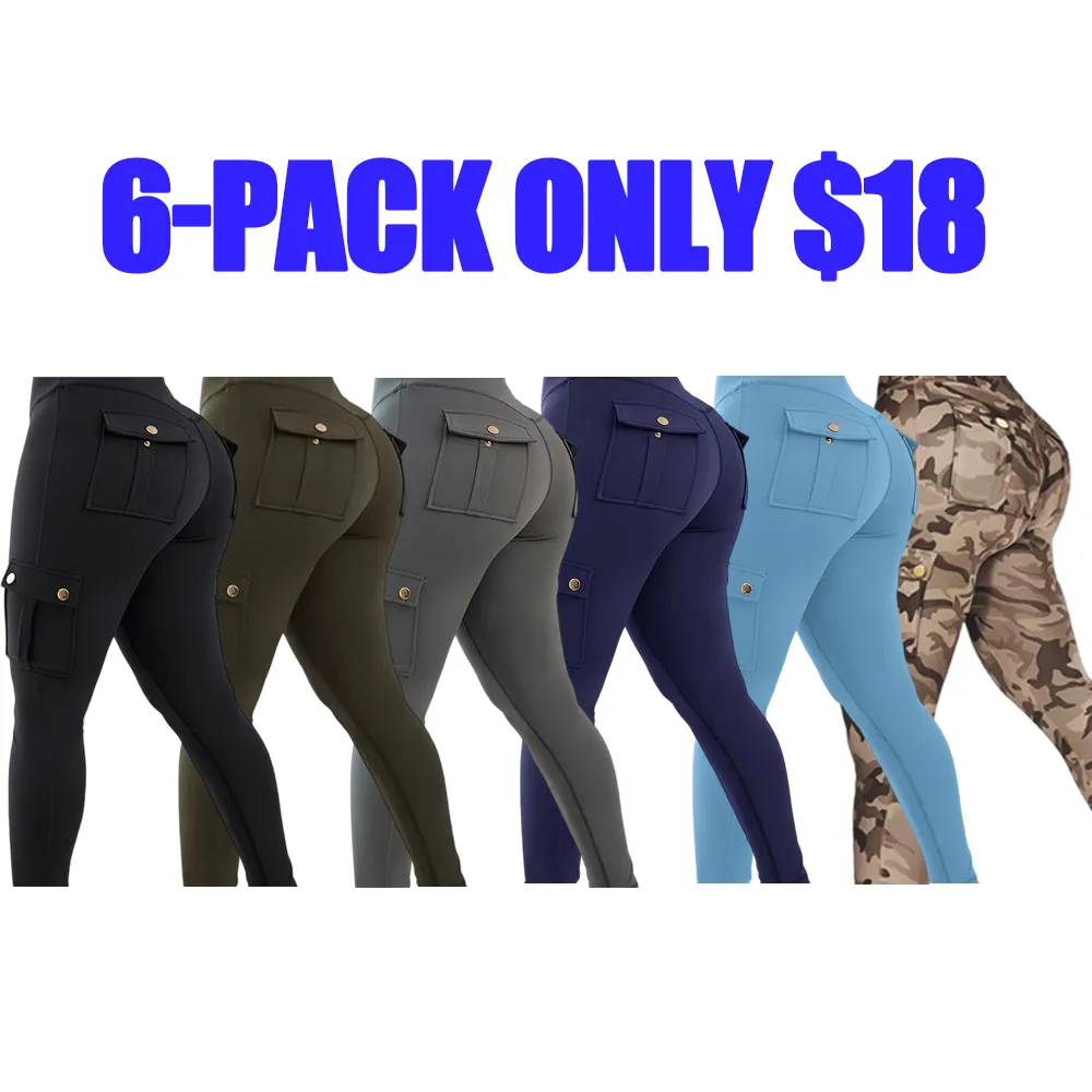 Women's Butt-Lifting High Waist Cargo Leggings with Tummy Control & Flap Pockets