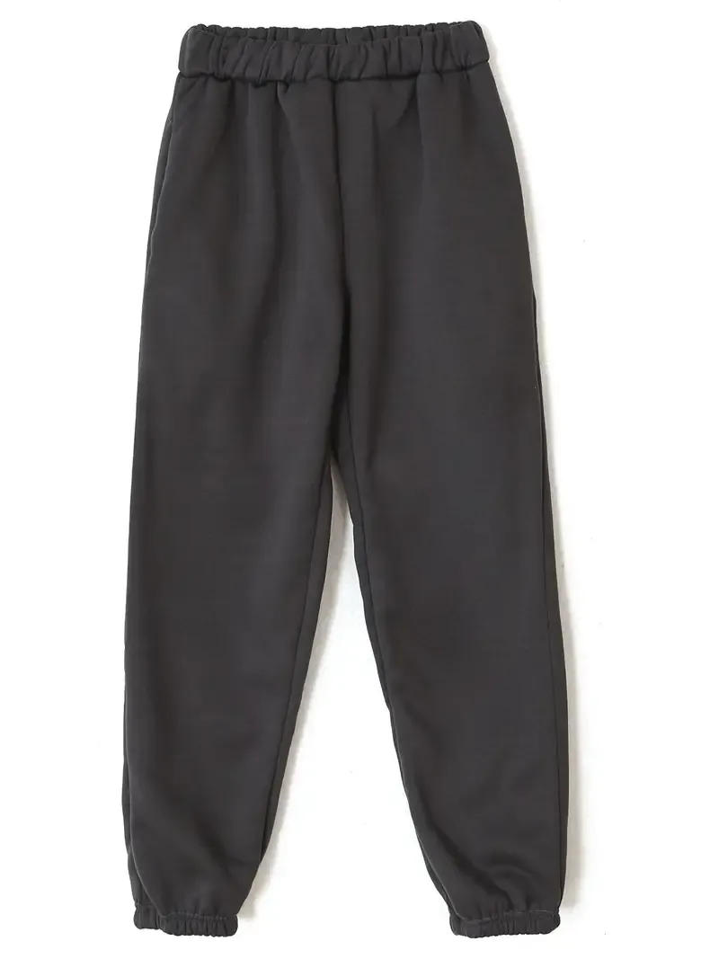 2PCS Oversized Athleisure Set: Solid Hooded Pocket Drawstring Sweatshirts & Sweatpants Sets for Women, Plus Size Comfortable Clothing