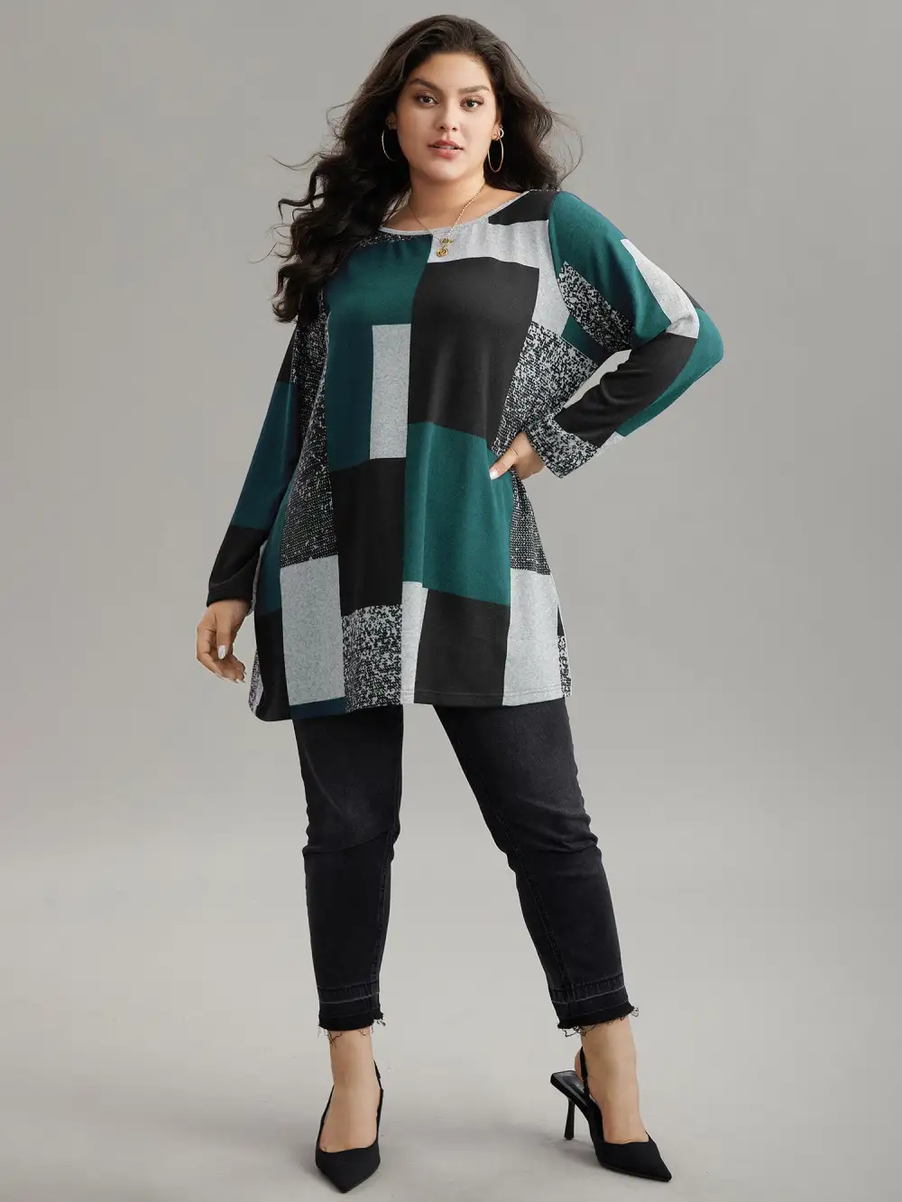 Colorblock Contrast Round Neck T-shirt