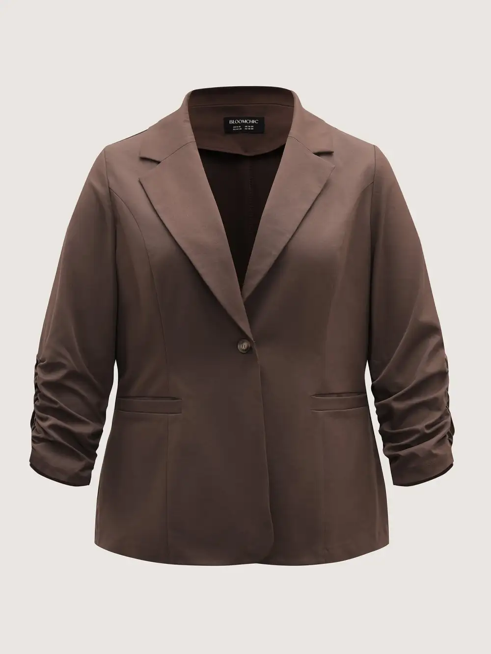 Notched Lapels Gathered Sleeve Blazer