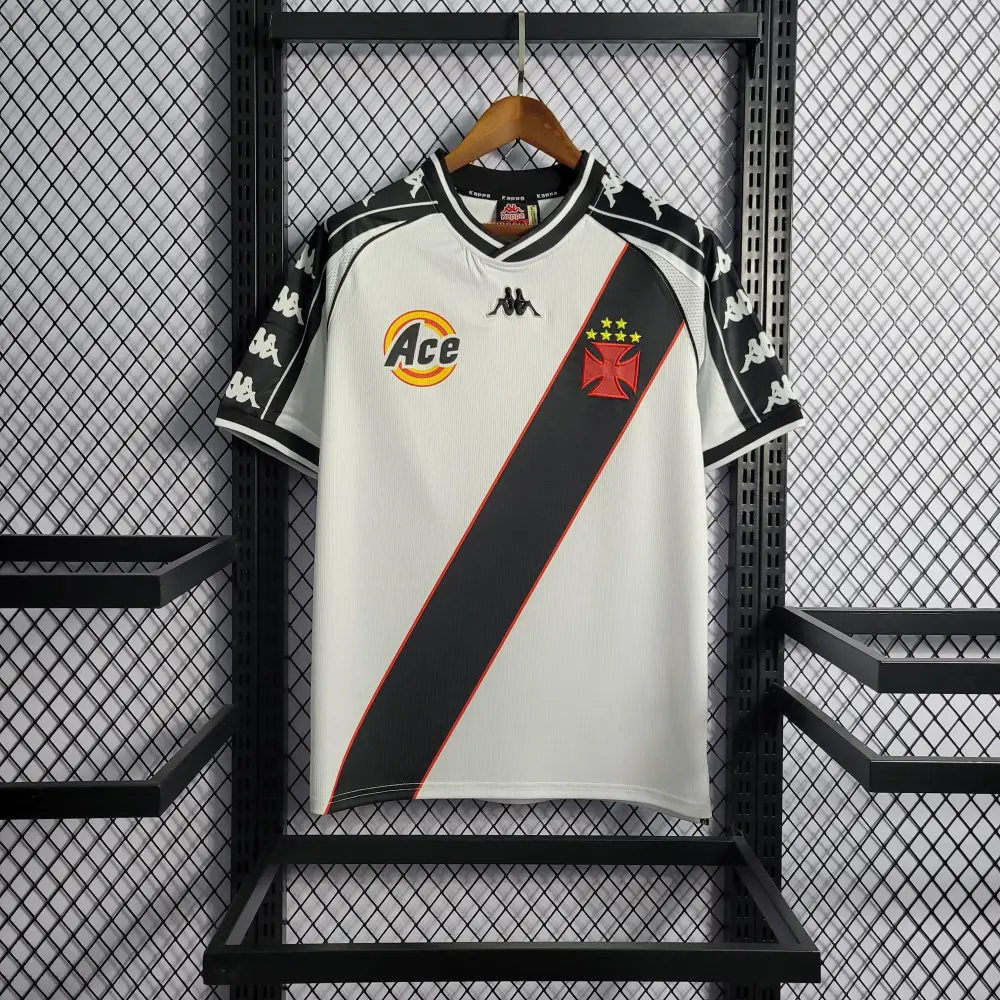 Camisa Vasco da Gama Away 2000 Retrô - Branca e Preta