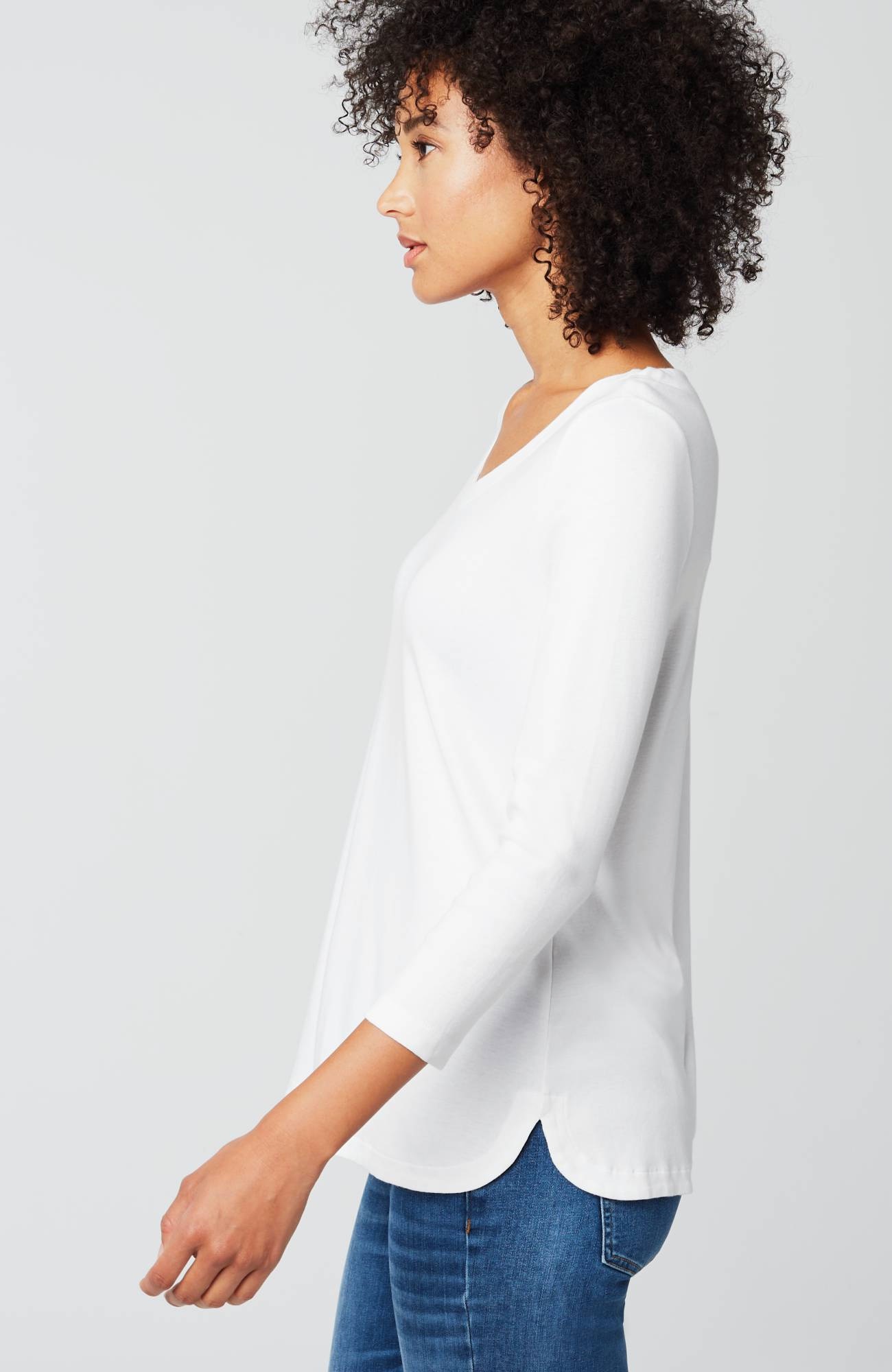 pima 3/4-sleeve v-neck tee