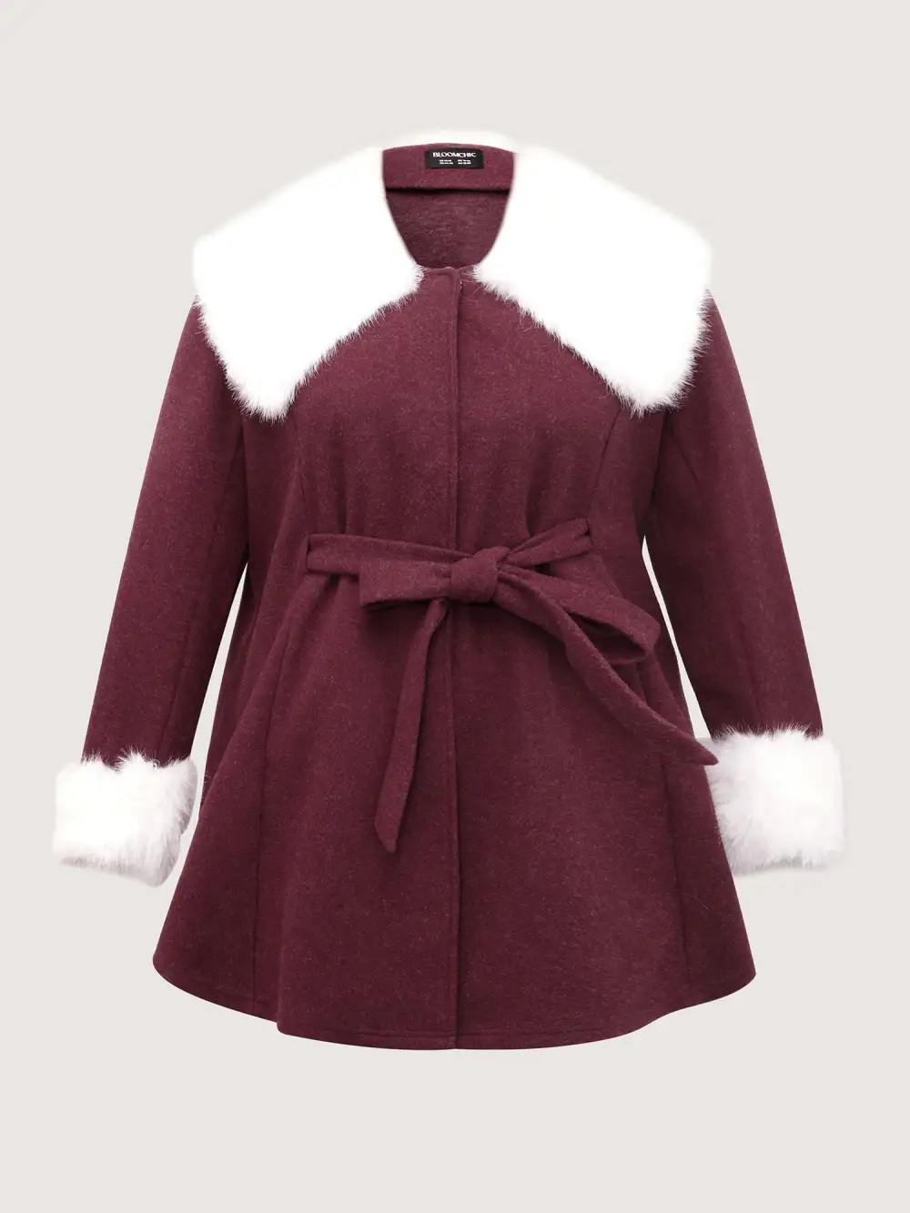 Detachable Fur Collar Waist-Tie Jacket