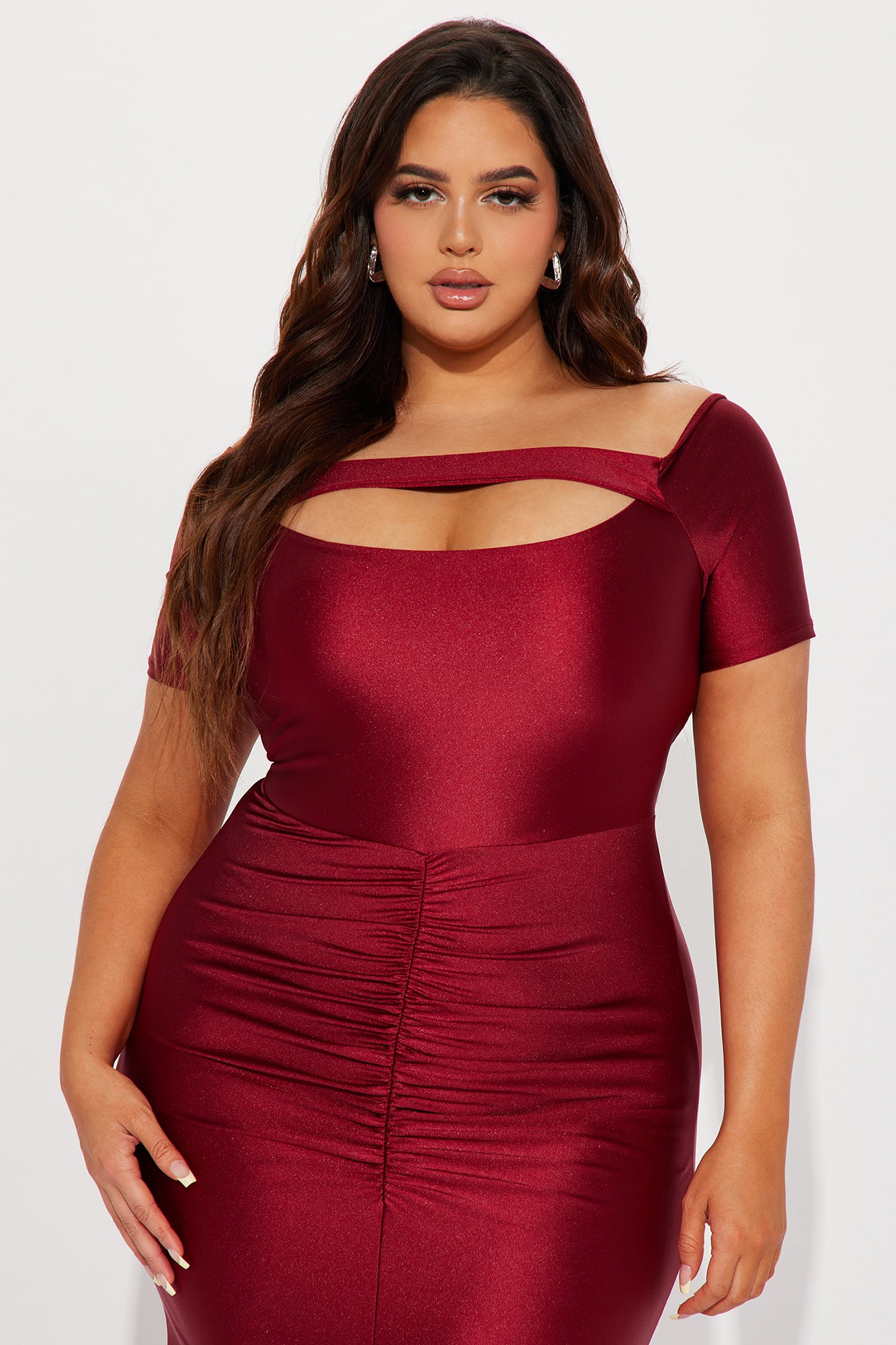 Gema Ruched Gown - Burgundy