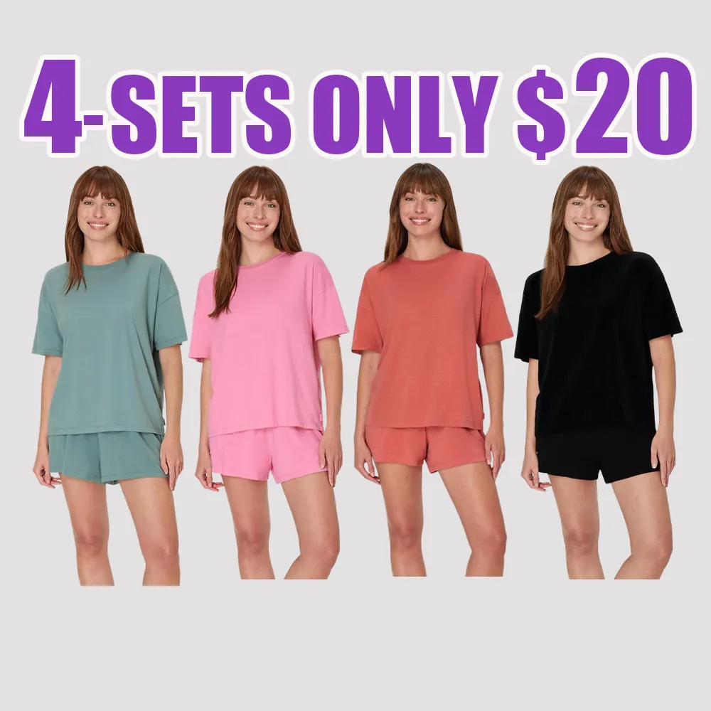 2 Piece Lounge Set, Comfywear SuperSoft Boxy T-Shirt & Sleep Shorts Loungewear Women's