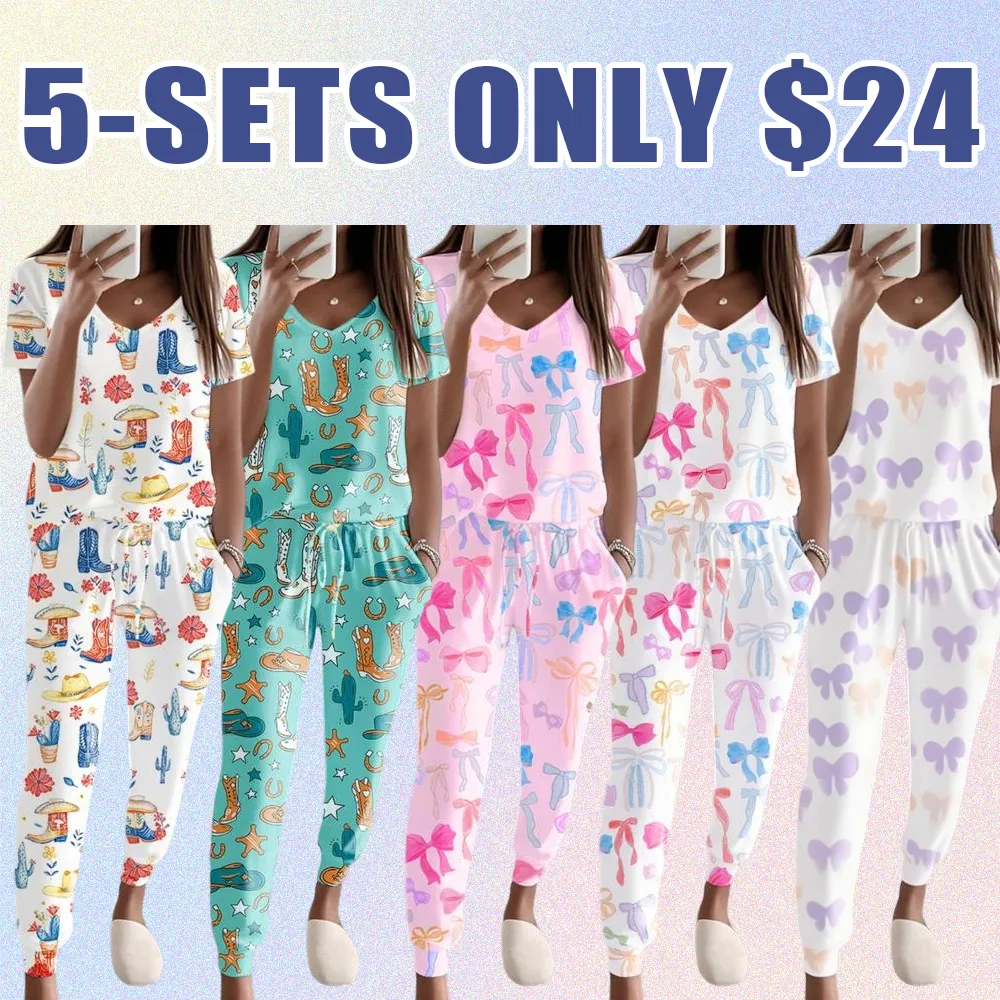 Women's 2-Piece Pajama Set – Short Sleeve Tee & Pants Loungewear.