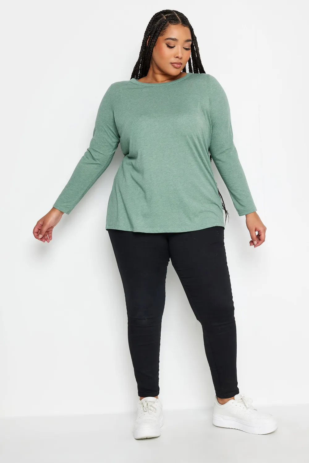 YOURS Curve Black Cotton Long Sleeve T-Shirt