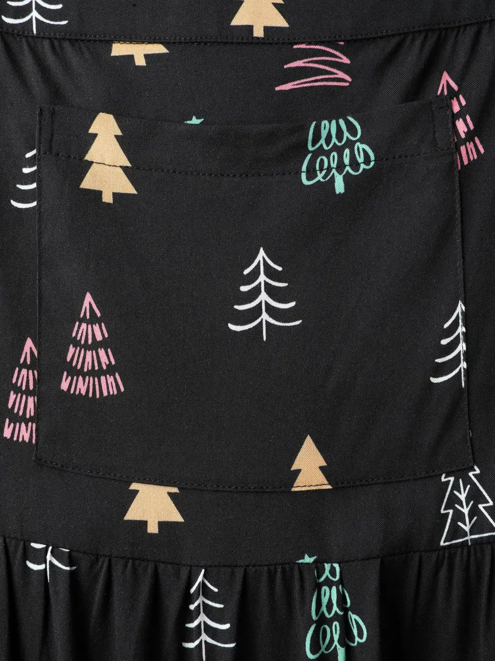 Holiday Tree Rayon Pockets Midi Dress