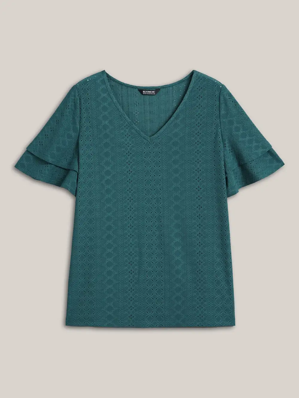 Jacquard Textured Lotus Leaf Sleeve Top