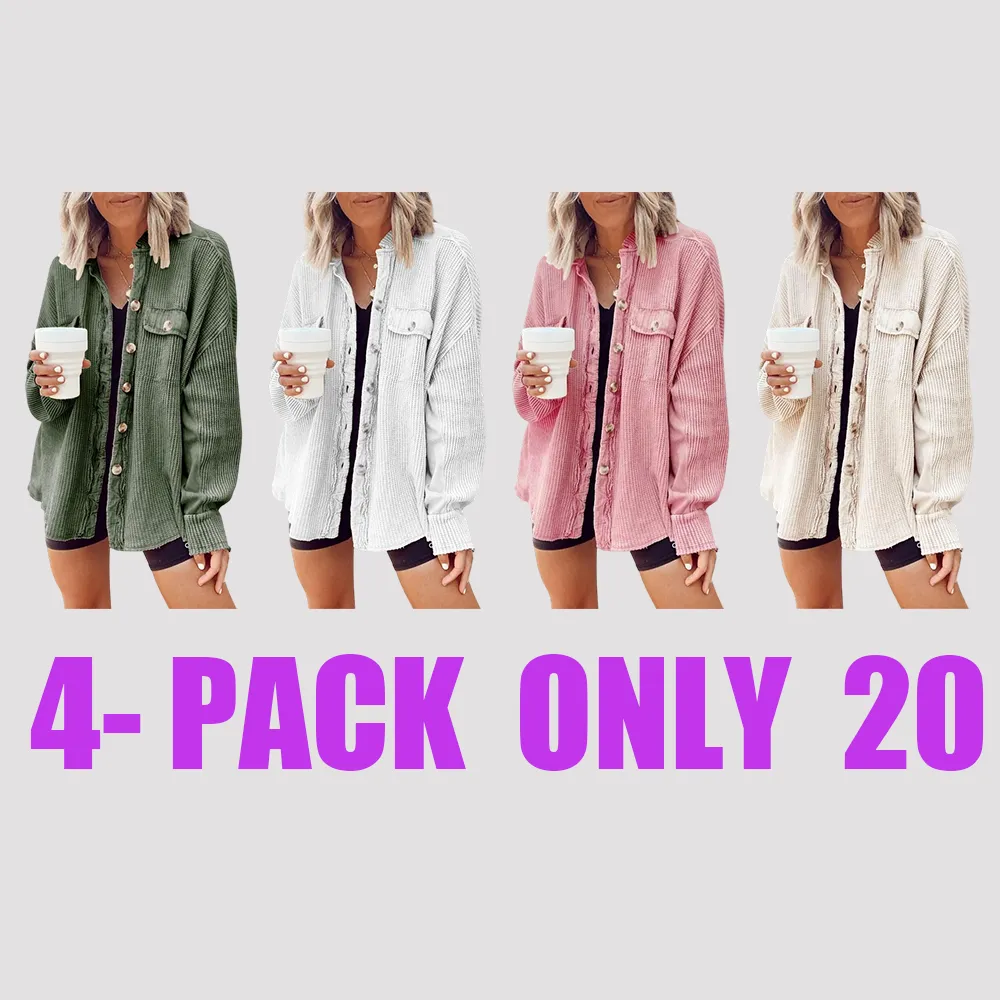 Women's Loose Fit Batwing Sleeve Waffle Knit Button Down Shirt Shacket Tops