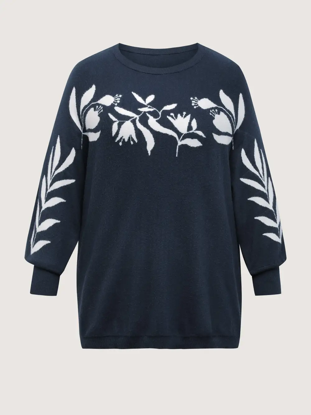 Floral Neckline Dolman Sleeve Pullover