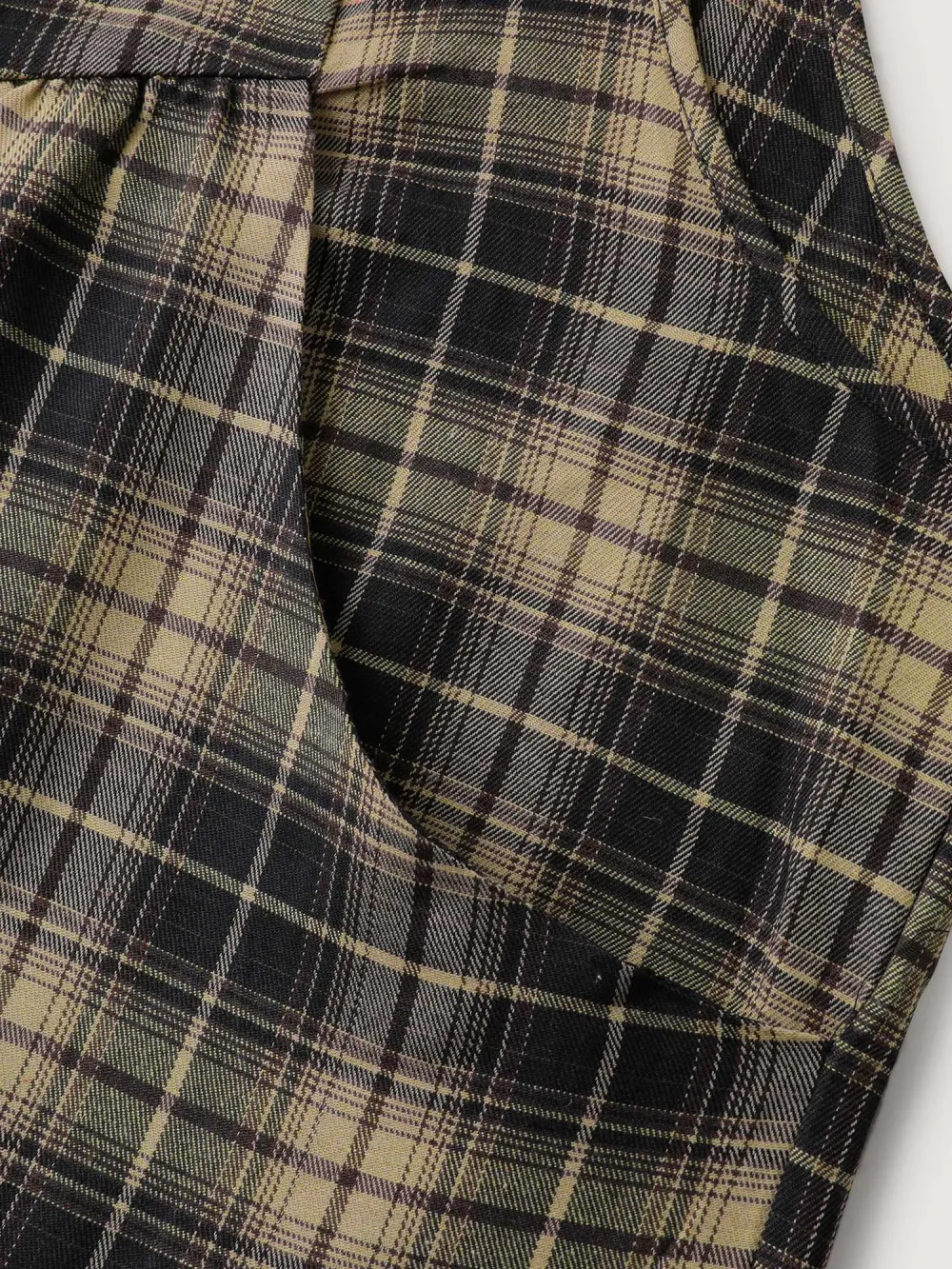 Plaid Print Moon Motif Pockets Jumpsuit