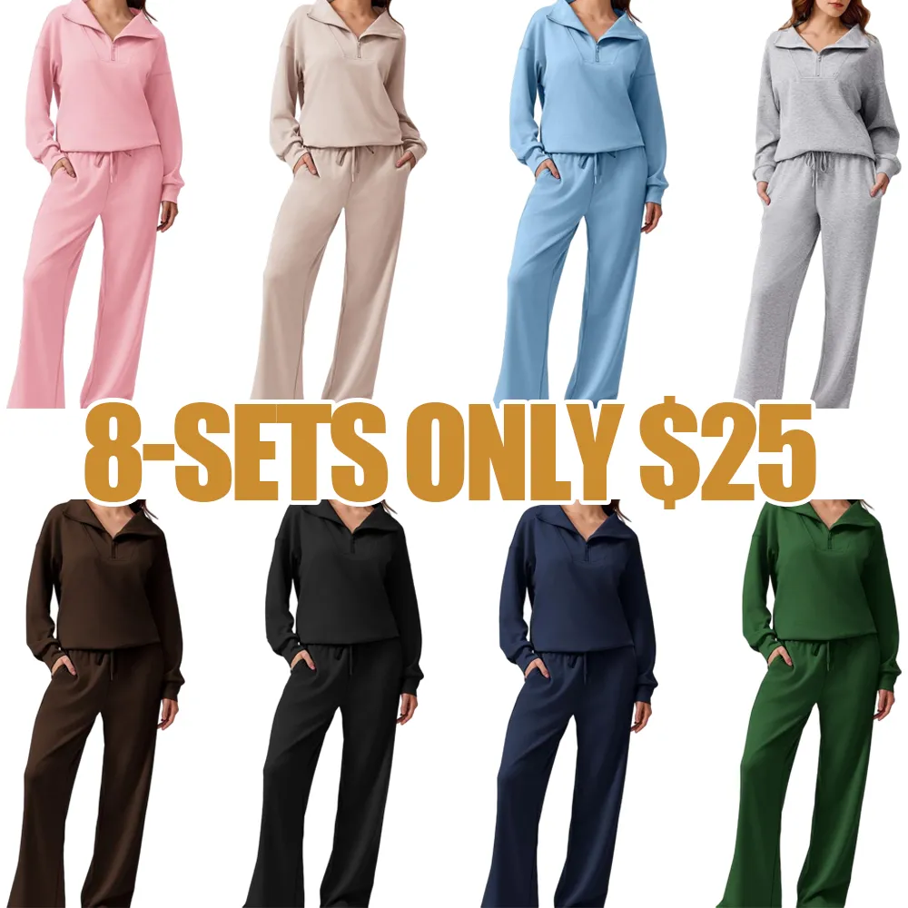 Women’s 2-Piece Sweatsuit – Half-Zip Pullover & Joggers