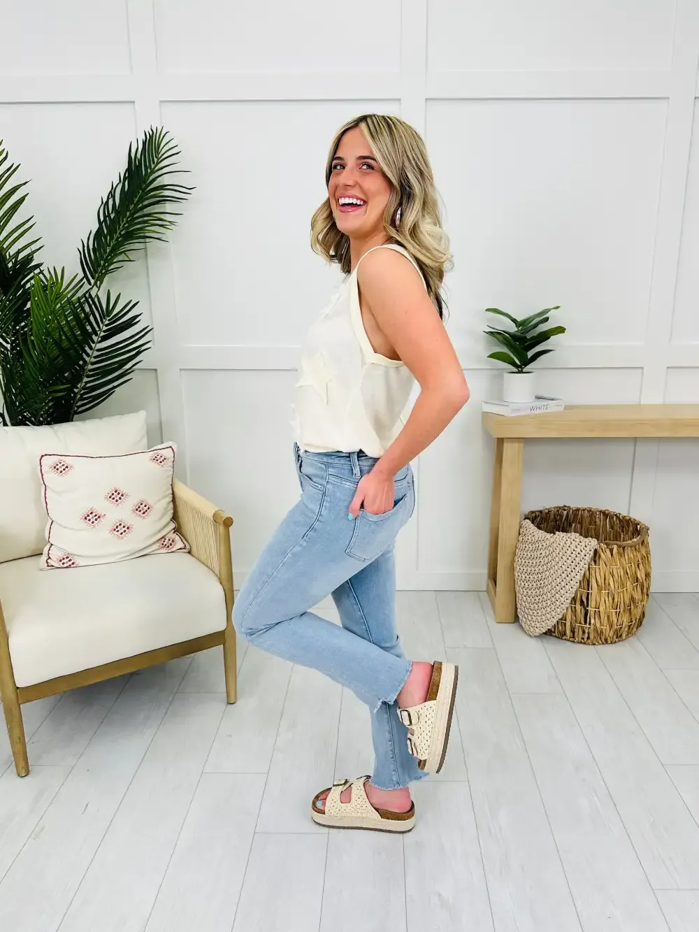 One Step Ahead Tummy Control Cropped Step Hem Jeans