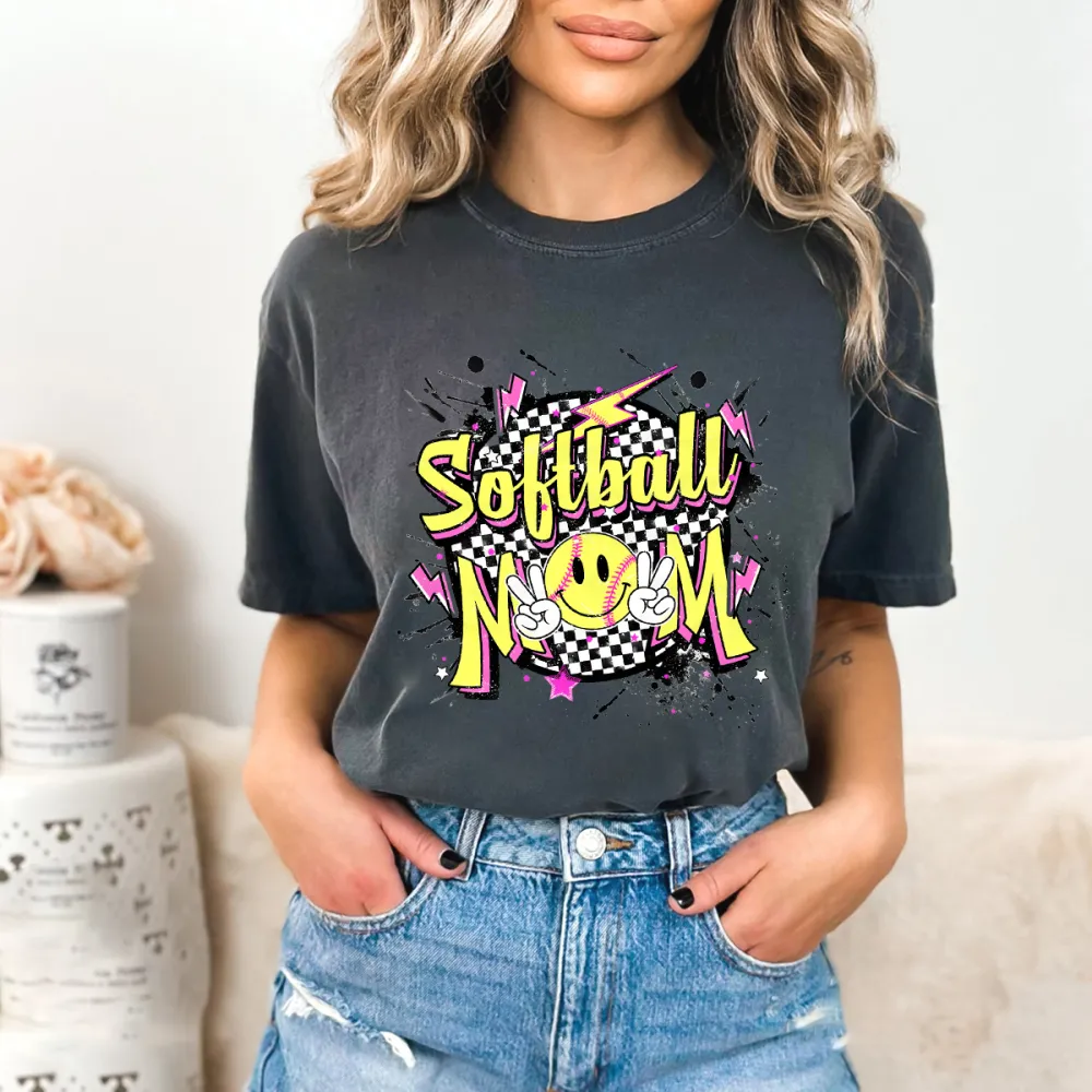 Sobtball Mom Printed Round Neck Short Sleeve T-Shirt