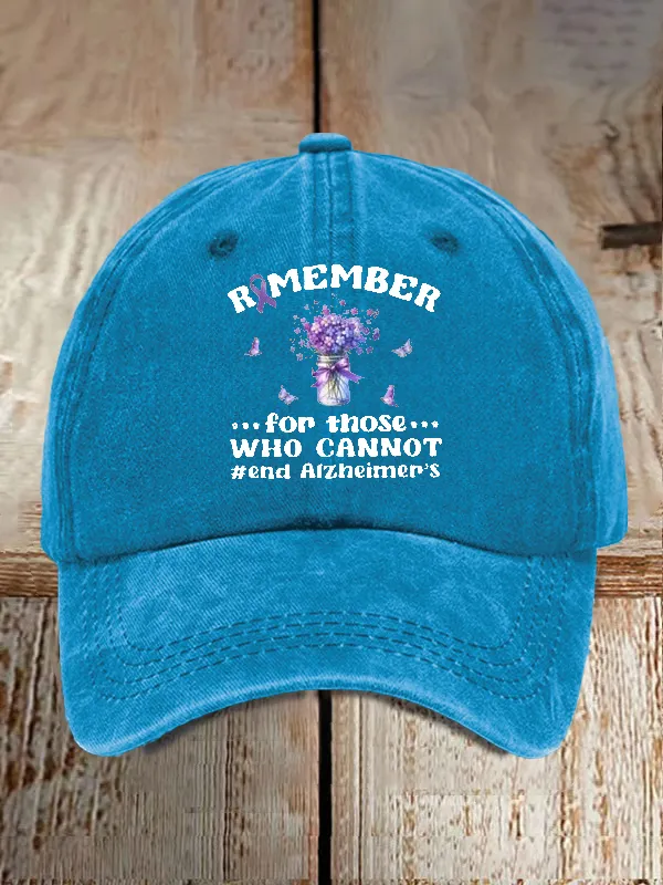 Women'S Remember For Those Who Cannot Alzheimers Support Print Baseball Caps