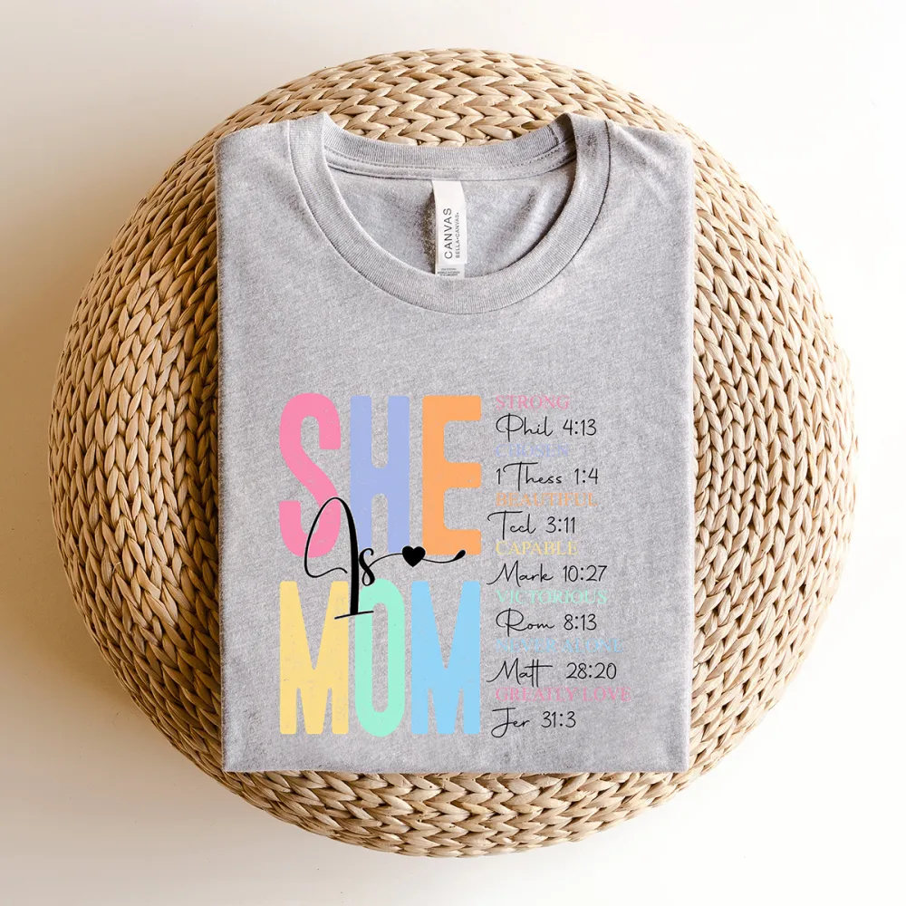 She Is Mom Printed Round Neck Short Sleeve T-Shirt