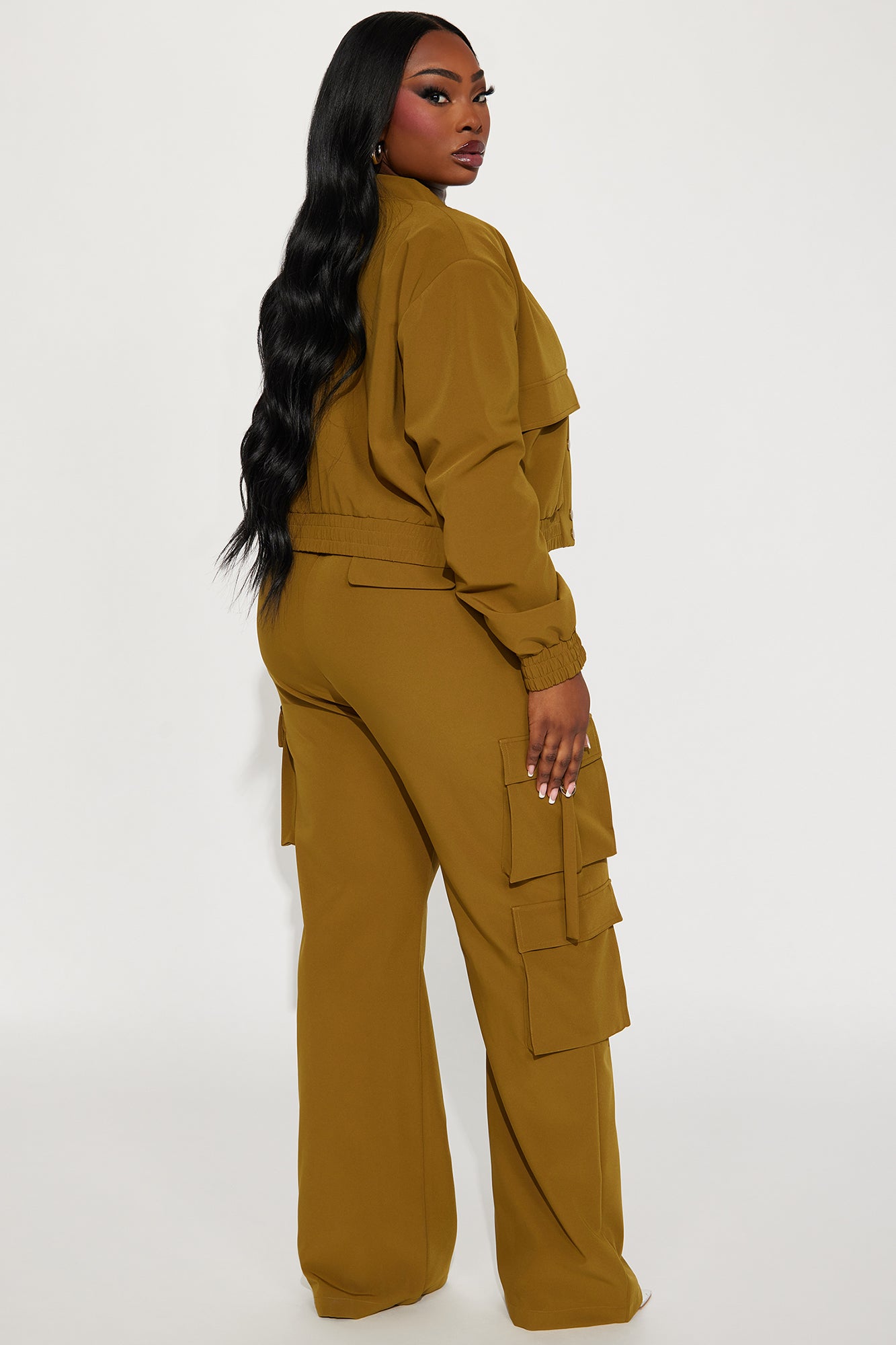 Caught Me Cargo Pant Set - Olive