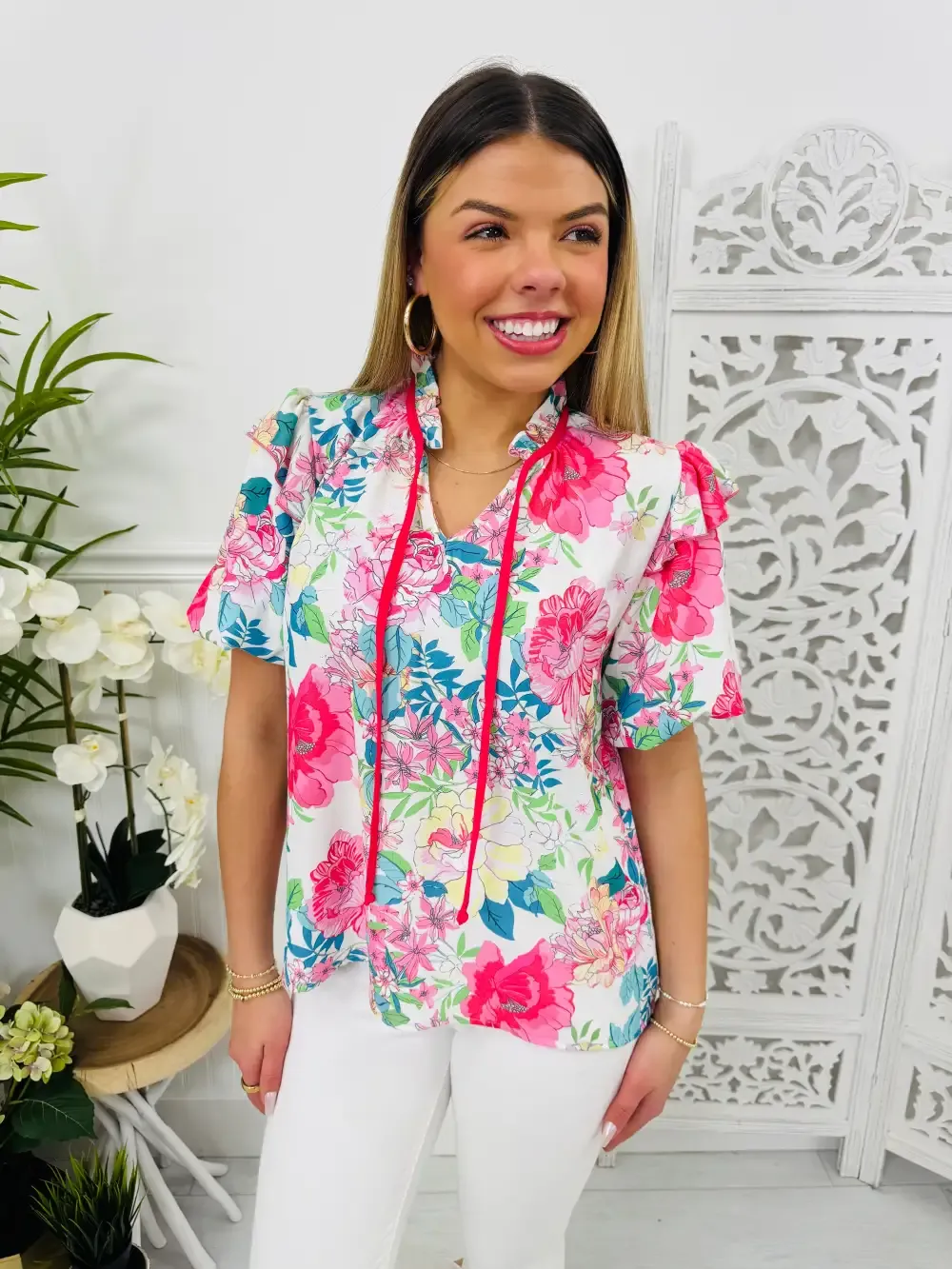 Tied With Blooms Top